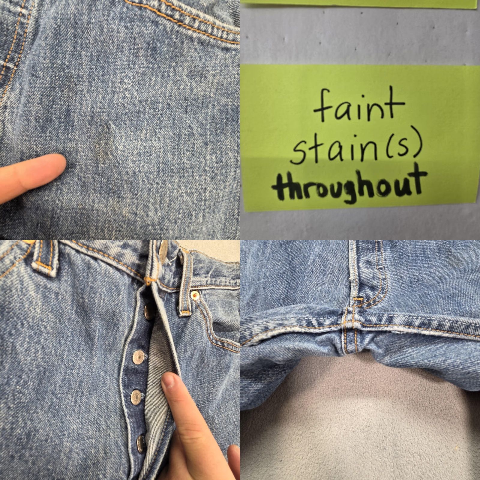 Levi's VTG Levi's 501 Jeans Mens Straight 30x28 Blue Denim 90s Stains Altered Hem Vintage Fits Mens Size US 30 / EU 46 - 8 Thumbnail