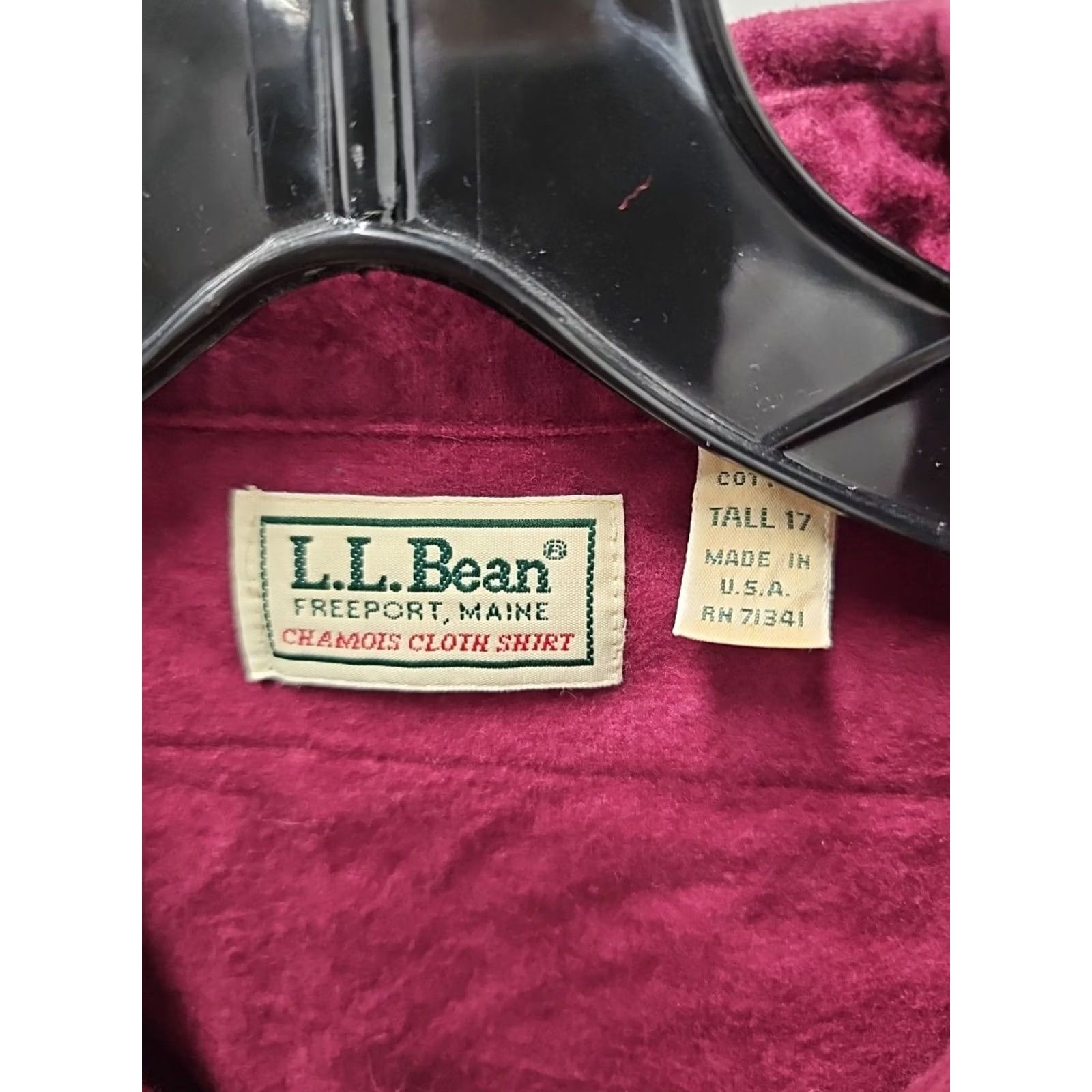Vintage VINTAGE L.L.Bean Shirt Mens 17 Tall Flannel Made USA Red Button-Front Cotton Long Sleeve Collared Classic Distressed/Worn In USA Theme Mens Size US XL / EU 56 / 4 - 2 Thumbnail