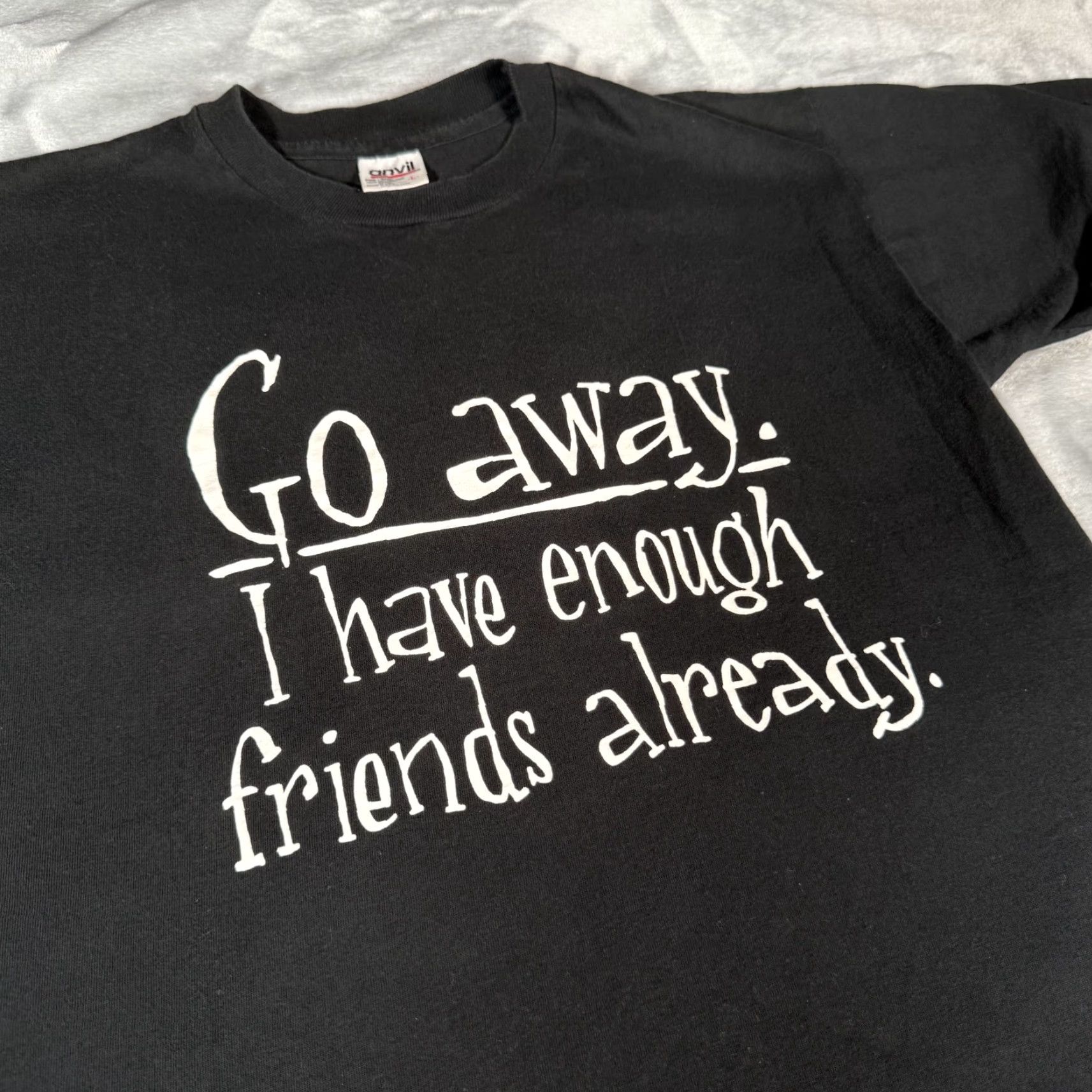 Vintage VINTAGE Men's Cotton T-Shirt Slim Fit Short Sleeve Crew Neck Funny 90s Black Made in USA Size US L / EU 52-54 / 3 - 2 Thumbnail
