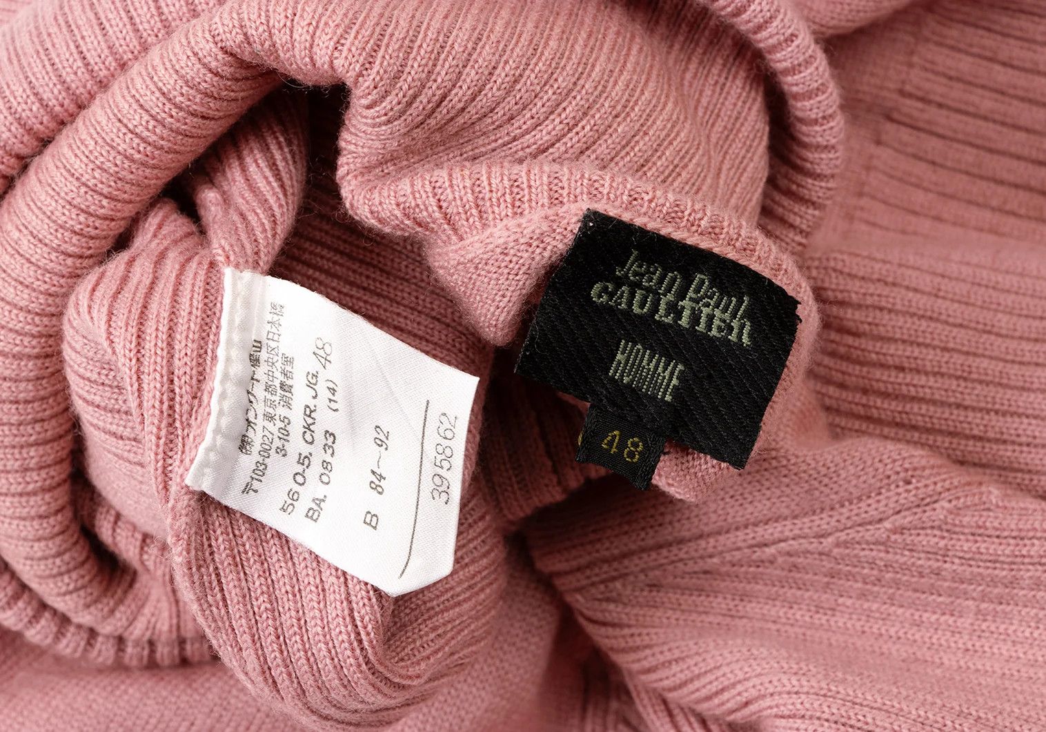 Jean Paul Gaultier Wool Ribbed Turtle Neck Knit Sweater in Pink, Size 48 Size US M / EU 48-50 / 2 - 14 Thumbnail
