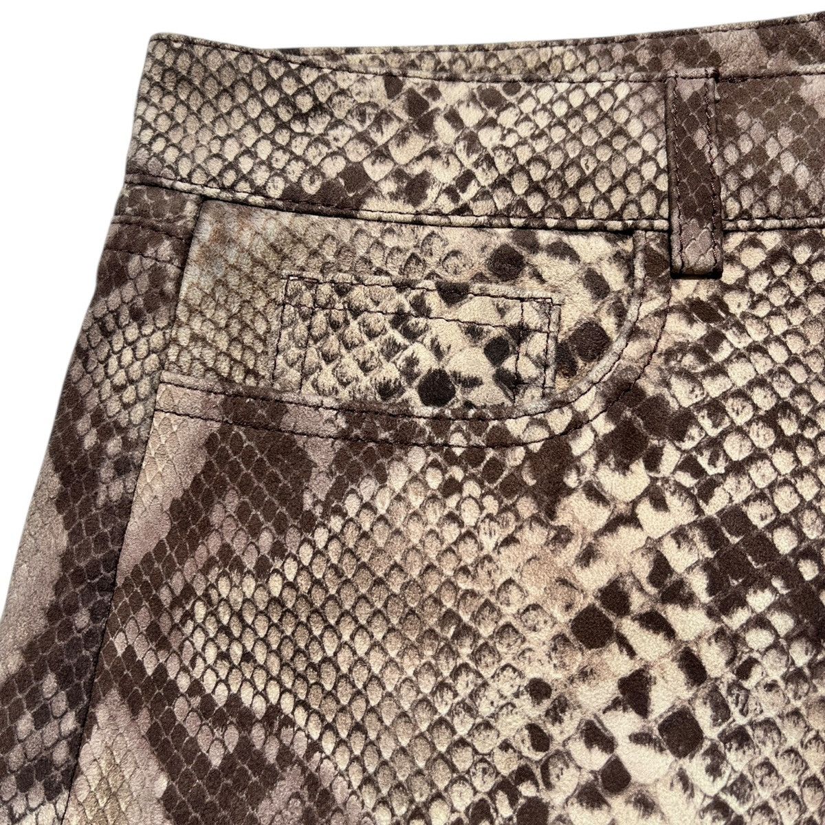 Leather snake print shorts