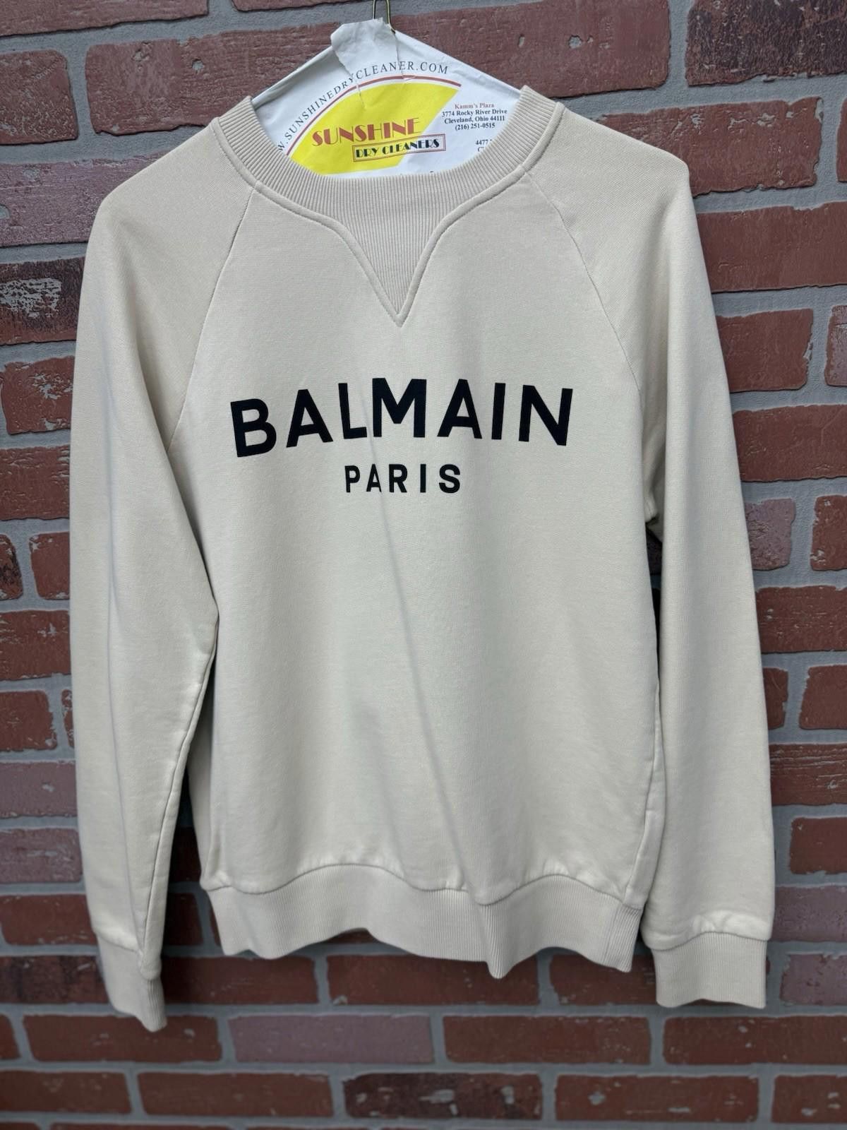 Balmain Balmain Beige Printed Logo Sweatshirt Size Small $750 Retail Size S / US 4 / IT 40 - 3 Thumbnail