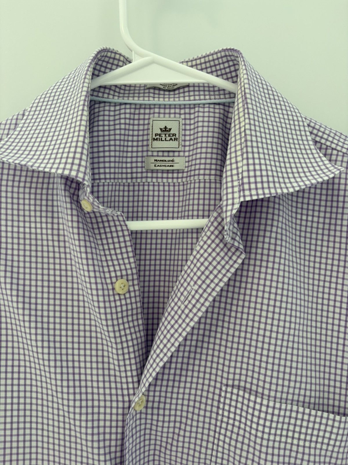 Peter Millar Peter Millar Nanoluxe Purple Gingham Dress Shirt 16 34/35 Size US L / EU 52-54 / 3 - 3 Thumbnail