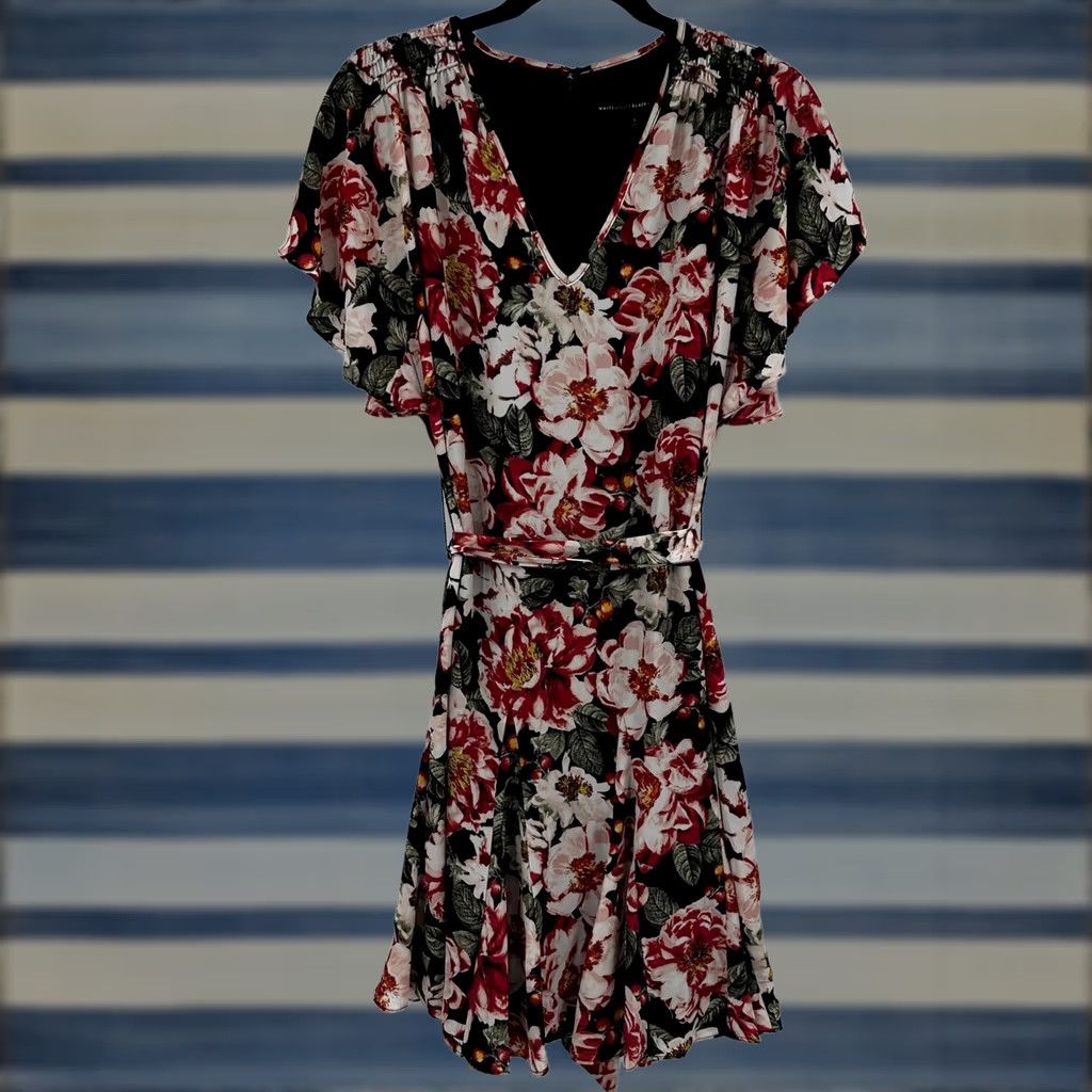 White House Black Market White House Black Market Floral Mini Dress - Womens Size PL Size L / US 10 / IT 46 - 1 Thumbnail