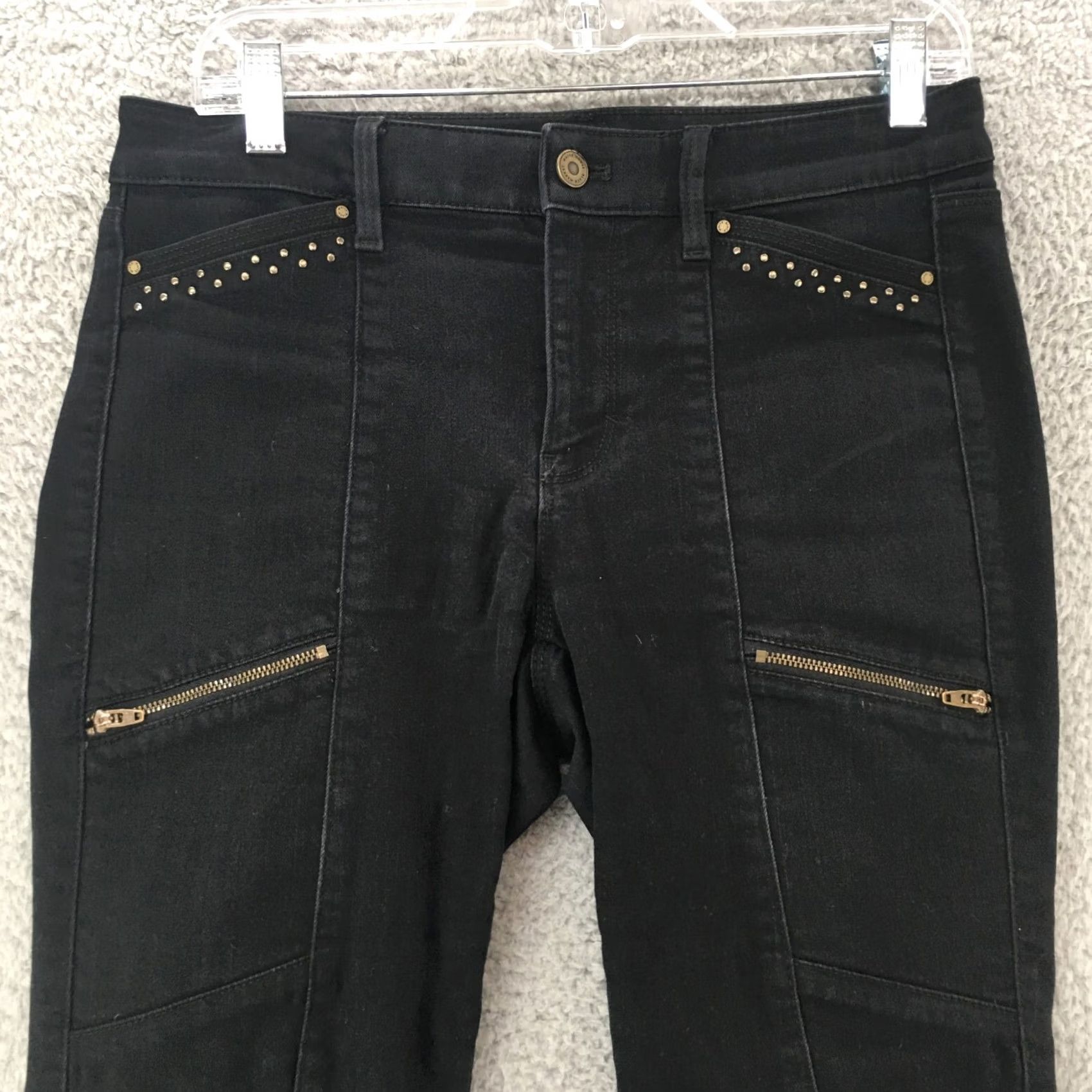 Vintage The Skinny Ankle Jeans Jeggings Black Studded Womens Mid Rise Button Zip Fly 4 Size 27" / US 4 / IT 40 - 2 Thumbnail