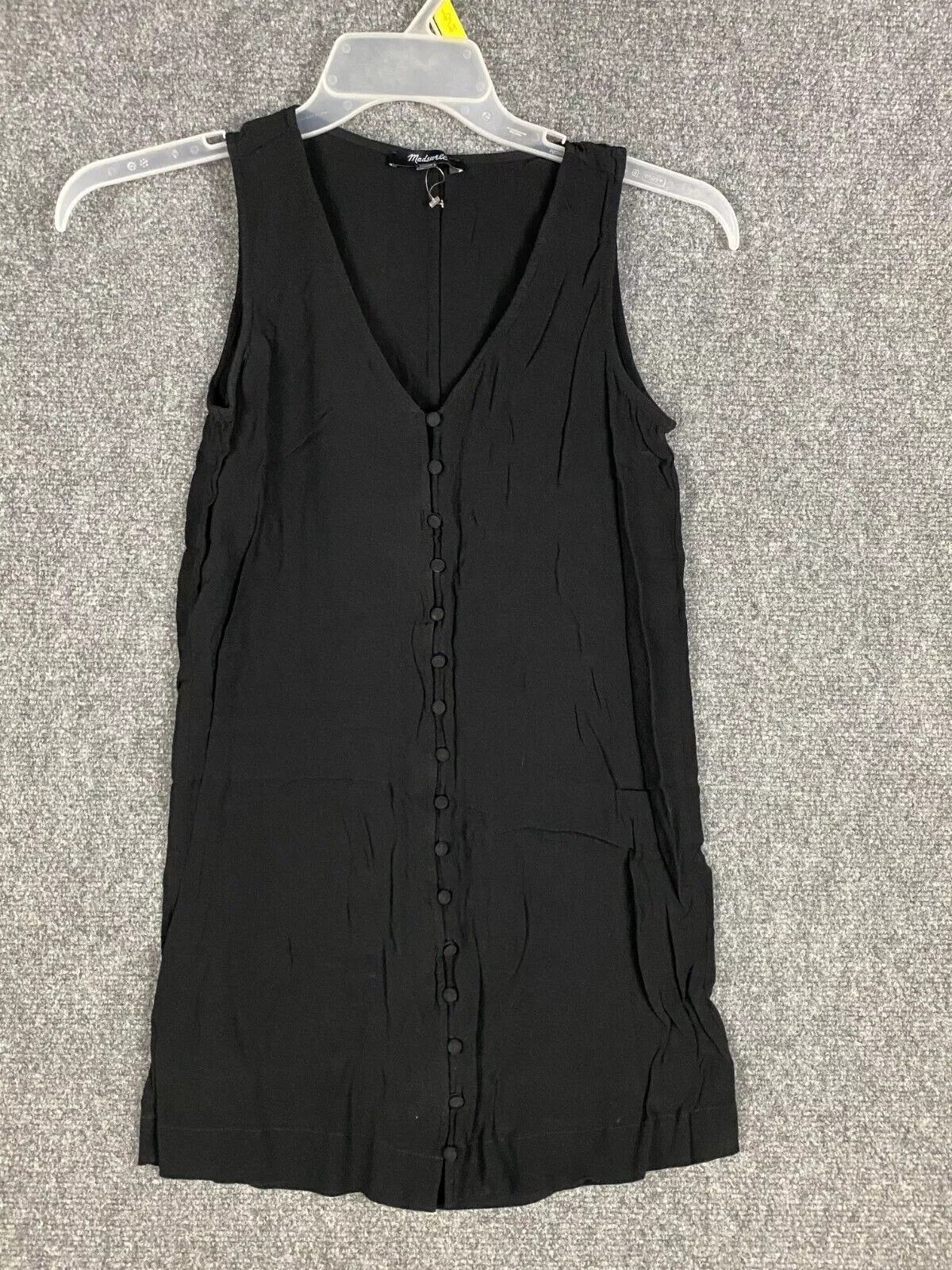 Madewell Madewell Dress Women's XS Button Up Sleeveless Black Viscose Size XS / US 0-2 / IT 36-38 - 1 Thumbnail