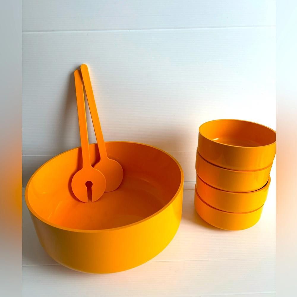 Vintage 1979 Salad Bowl and Servers Set by André Morin