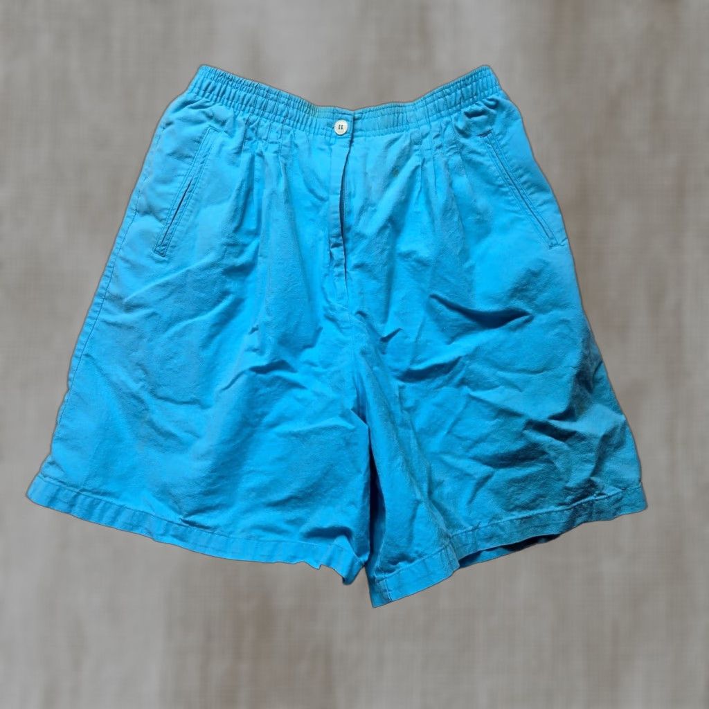 Vintage Korest Shorts Bermuda Adult Size 12 Light Blue Stretch Elastic Womens Size 34" / US 12 / IT 48 - 1 Thumbnail