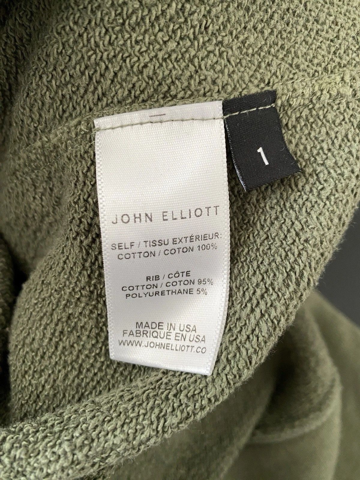 John Elliott John Elliot Villain Olive Green Hoodie Size 1 (Small) Size US S / EU 44-46 / 1 - 6 Thumbnail