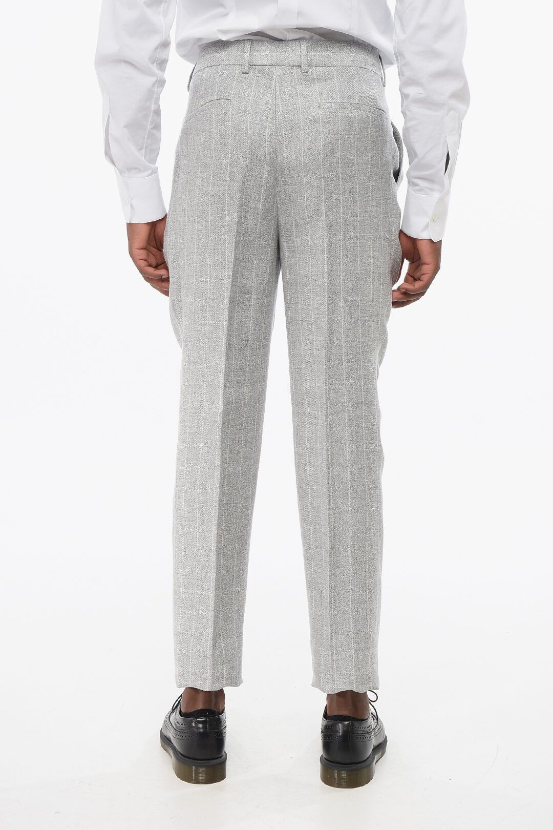 Brunello Cucinelli og1mm0725 Multipocketed Pinstriped Linen Blend Suit in Grey Size US M / EU 48-50 / 2 - 9 Thumbnail