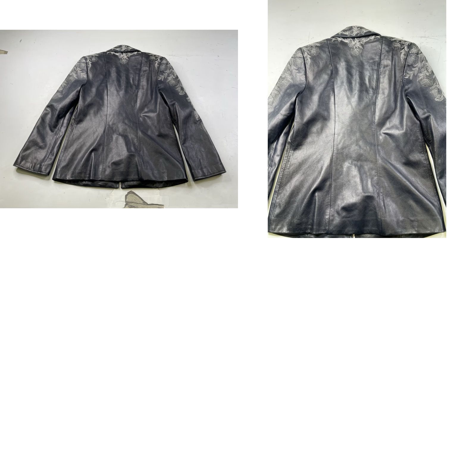 St. John St. John Collection Leather Zip Jacket Navy Floral Embroidery Women’s Size 4 Size S / US 4 / IT 40 - 9 Thumbnail