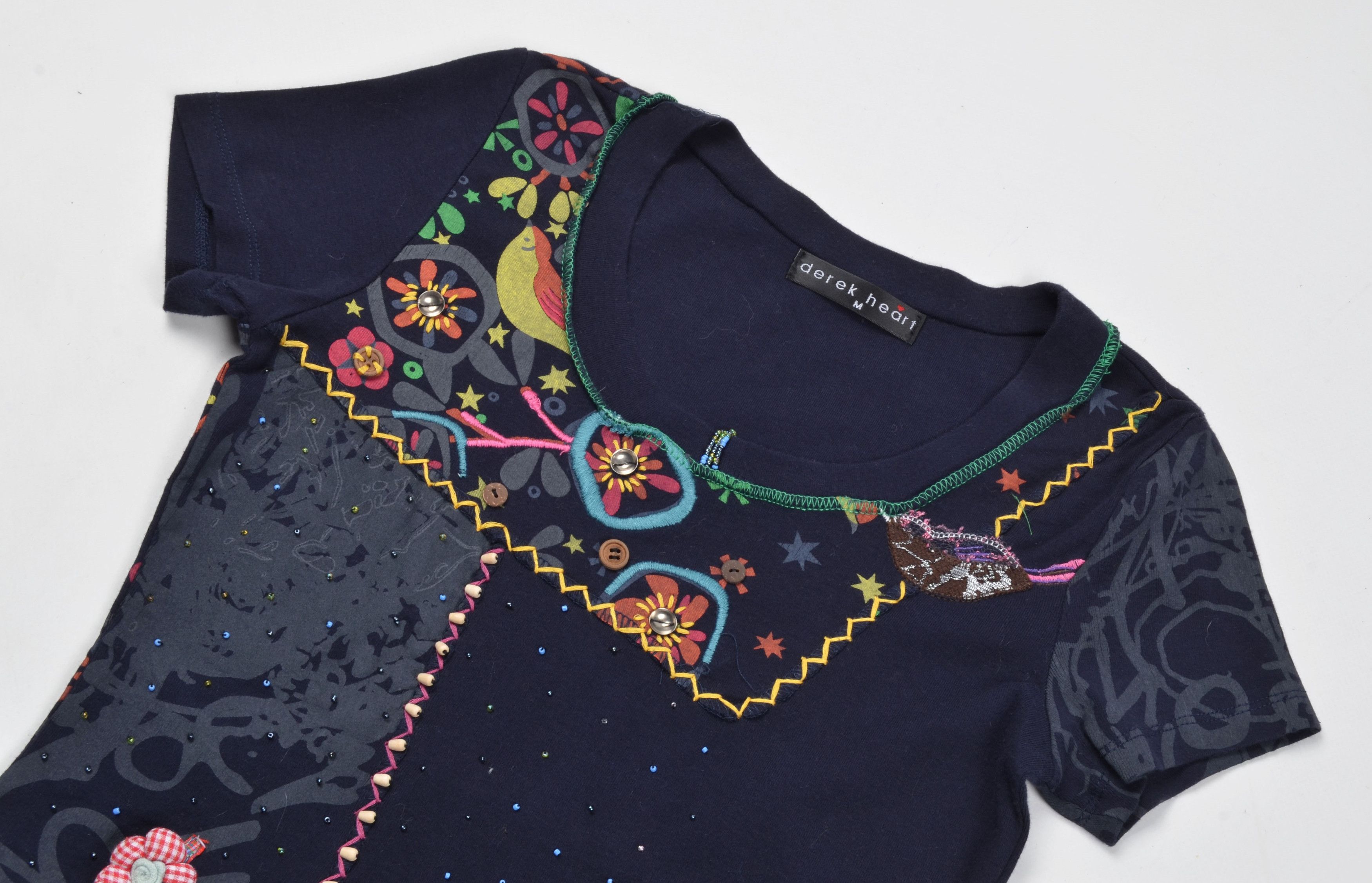 Vintage Vintage Derek Heart Y2K Babydoll Kidcore Embroidered Top Size M / US 6-8 / IT 42-44 - 5 Thumbnail