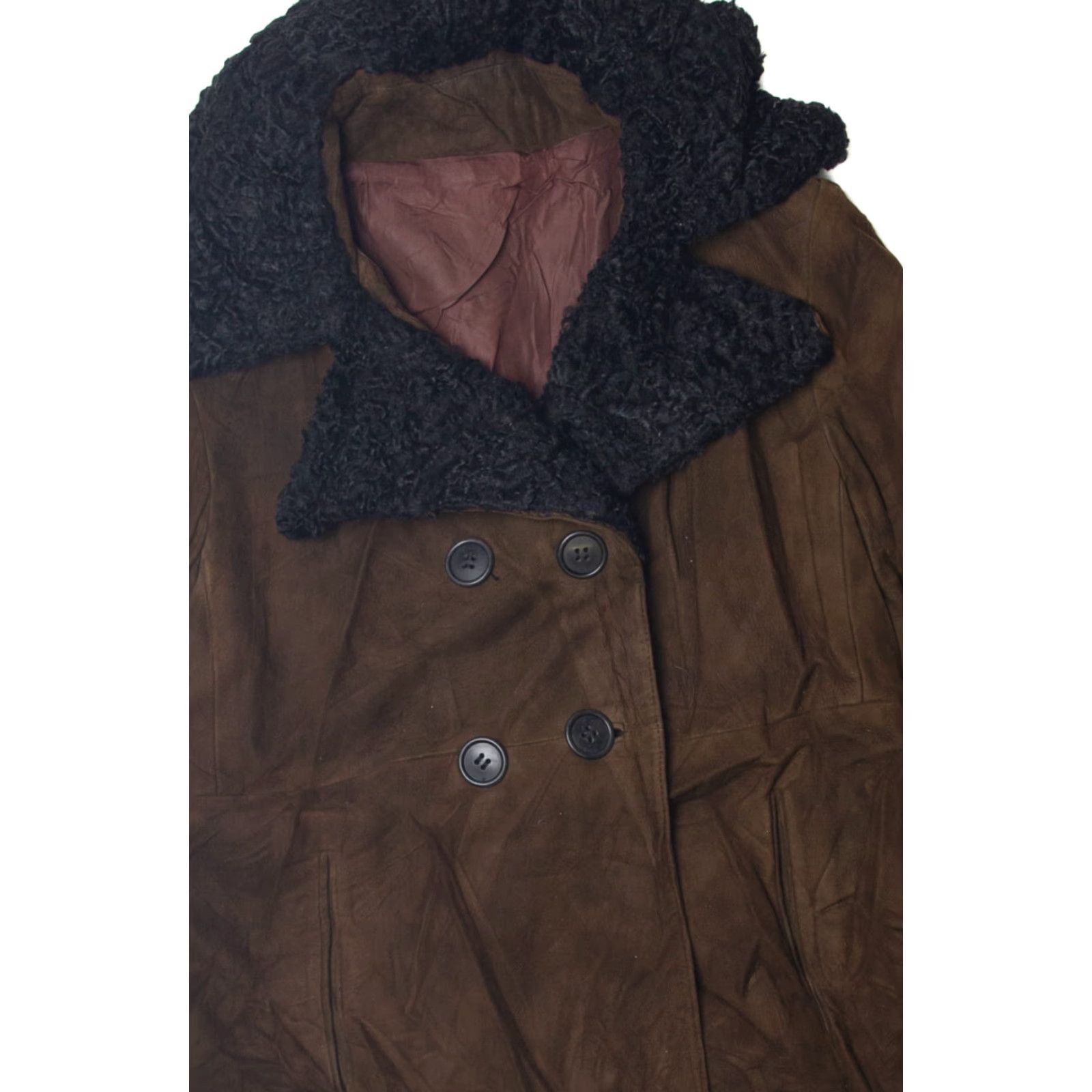 Anne Klein VINTAGE Anne Klein Leather Coat Faux Fur Trim Brown Small Womens Size US S / EU 44-46 / 1 - 2 Thumbnail