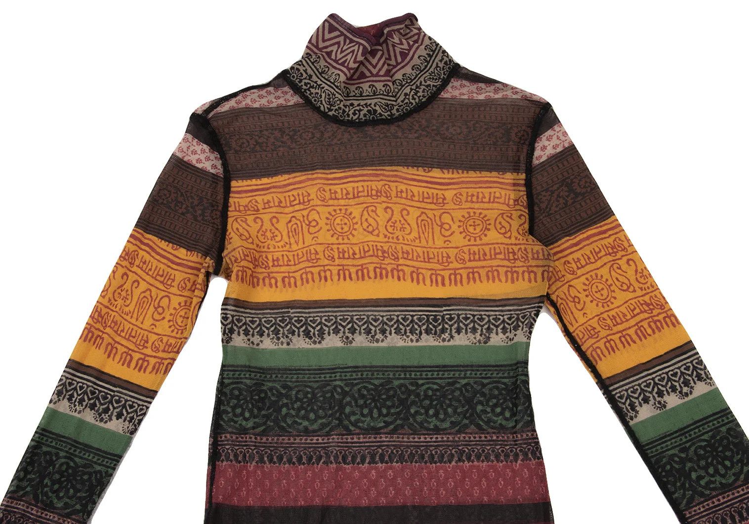 Jean Paul Gaultier Multi Pattern High Neck Power Net Top, Size 48 Size US M / EU 48-50 / 2 - 2 Thumbnail