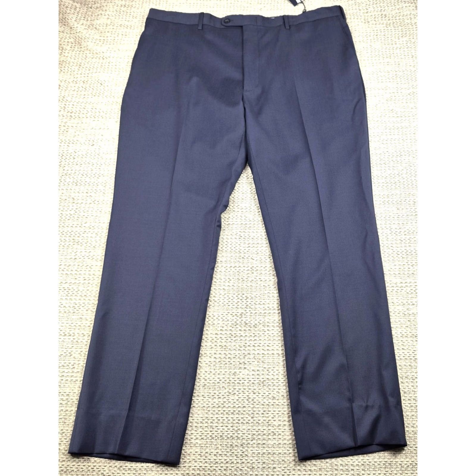 Vintage JWN Dress Pants Mens 42x31 Blue Wool Flat Front Classic Fit Made In Italy Size US 42 / EU 58 - 2 Thumbnail