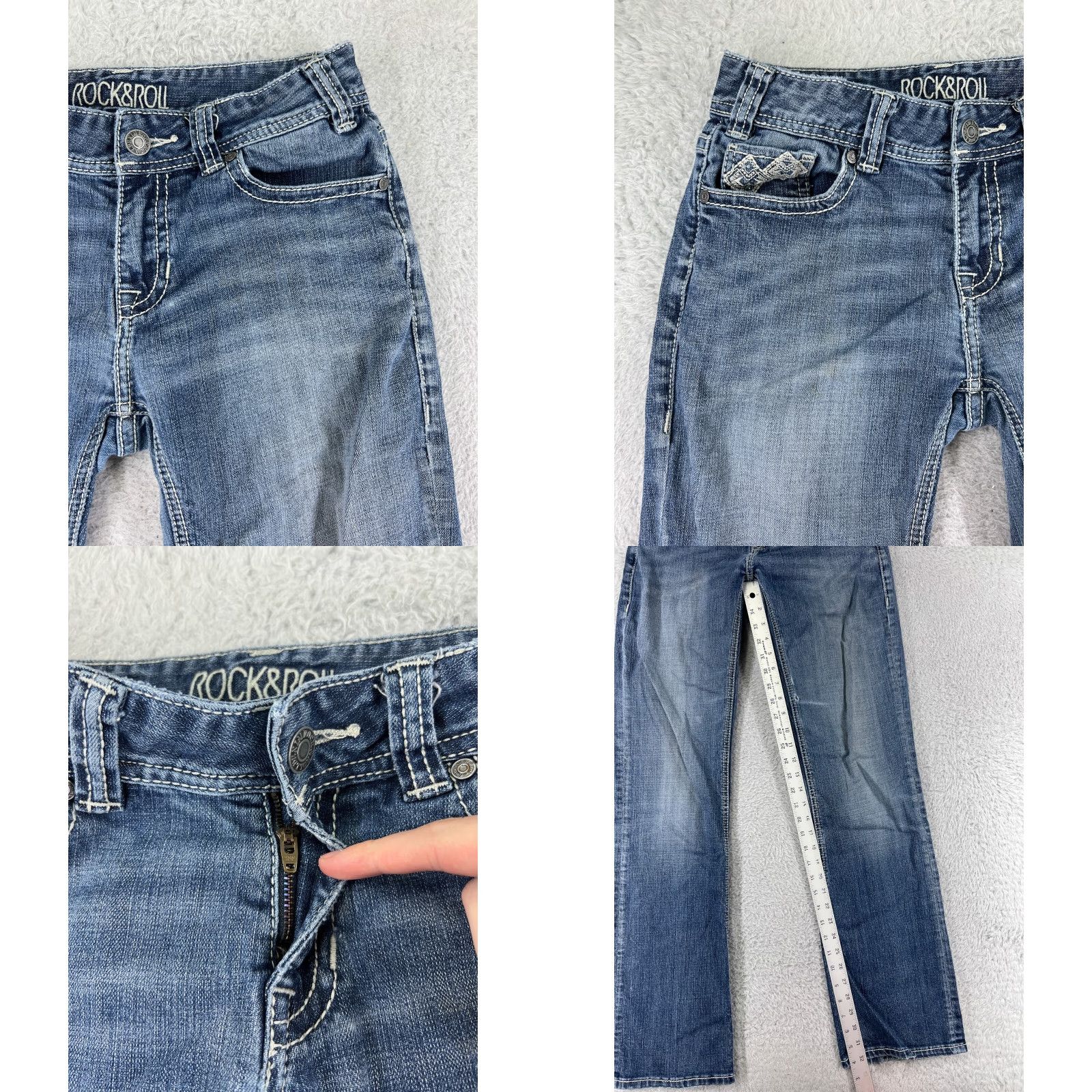 Denime Rock And Roll Cowgirl Jeans Womens Bootcut Rock And Roll Cowgirl Jeans Blue Denim Embroidered 27 inches Straight Low Rise 32 Inseam Size 27" / US 4 / IT 40 - 8 Thumbnail
