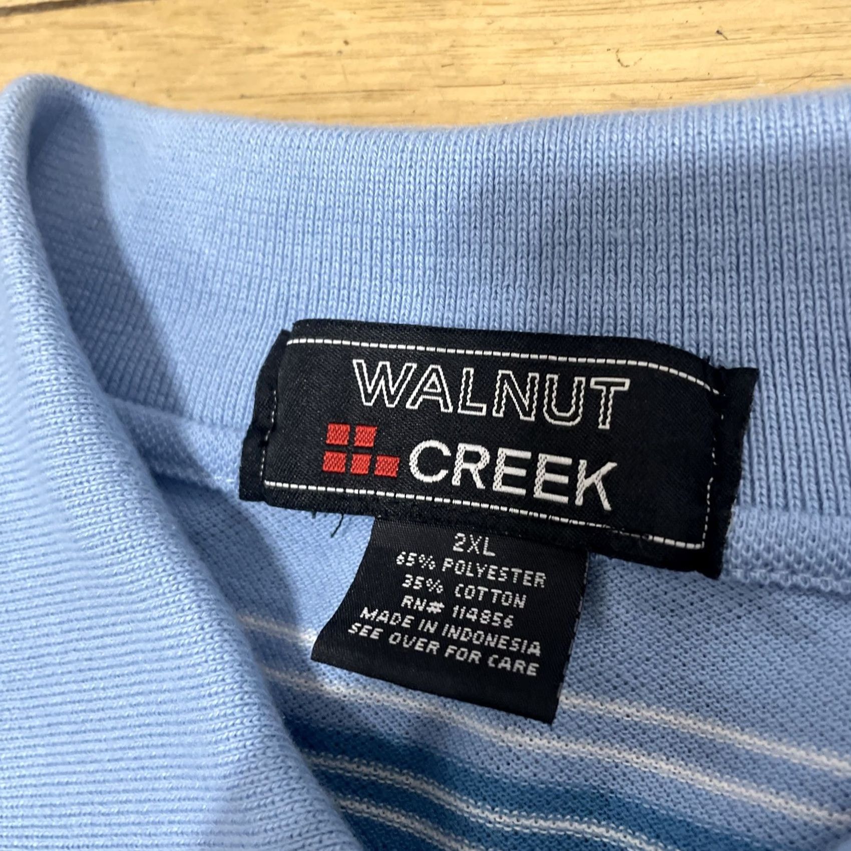 Vintage Walnut Creek Shirt Men 2XL Blue Black Striped White Layered Rugby Sleeves XXL Short Sleeve Size US XXL / EU 58 / 5 - 7 Thumbnail