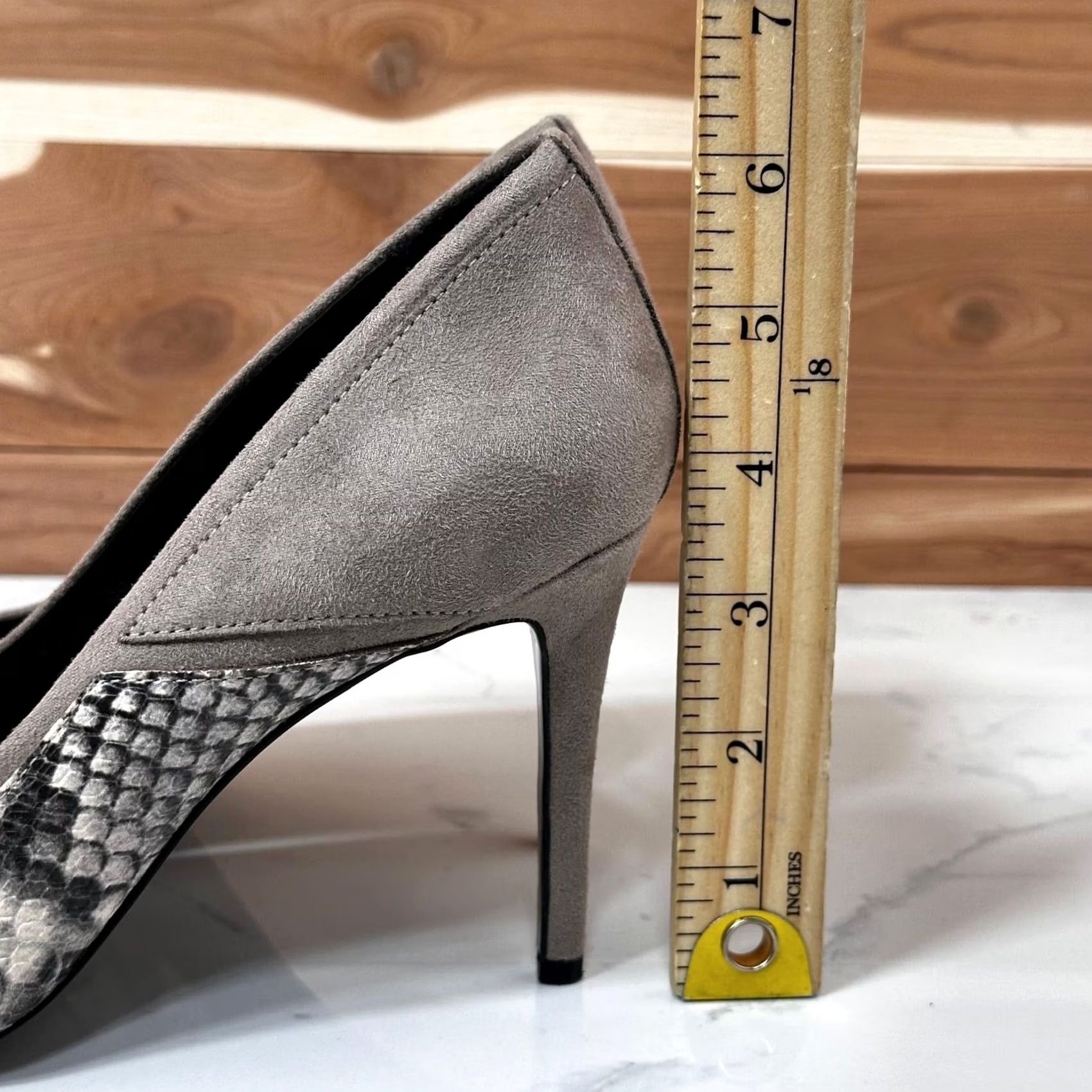 Aldo ALDO Snakeskin Print Stiletto Heels Taupe Suede Pointed Toe Pumps Womens 7 US Size US 6 / IT 36 - 7 Thumbnail