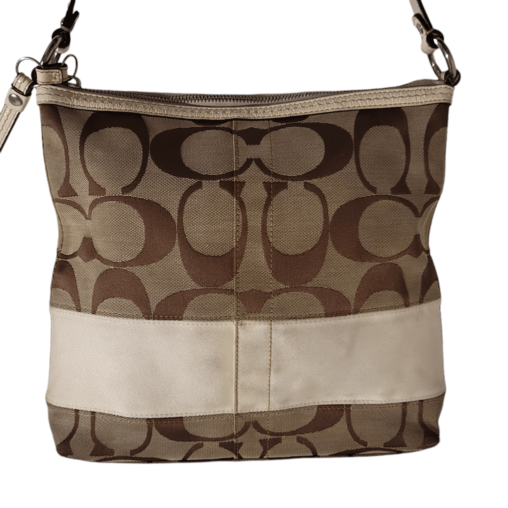 Coach Coach Tan Canvas Signature F13674 Medium Shoulder Bag Size ONE SIZE - 5 Thumbnail