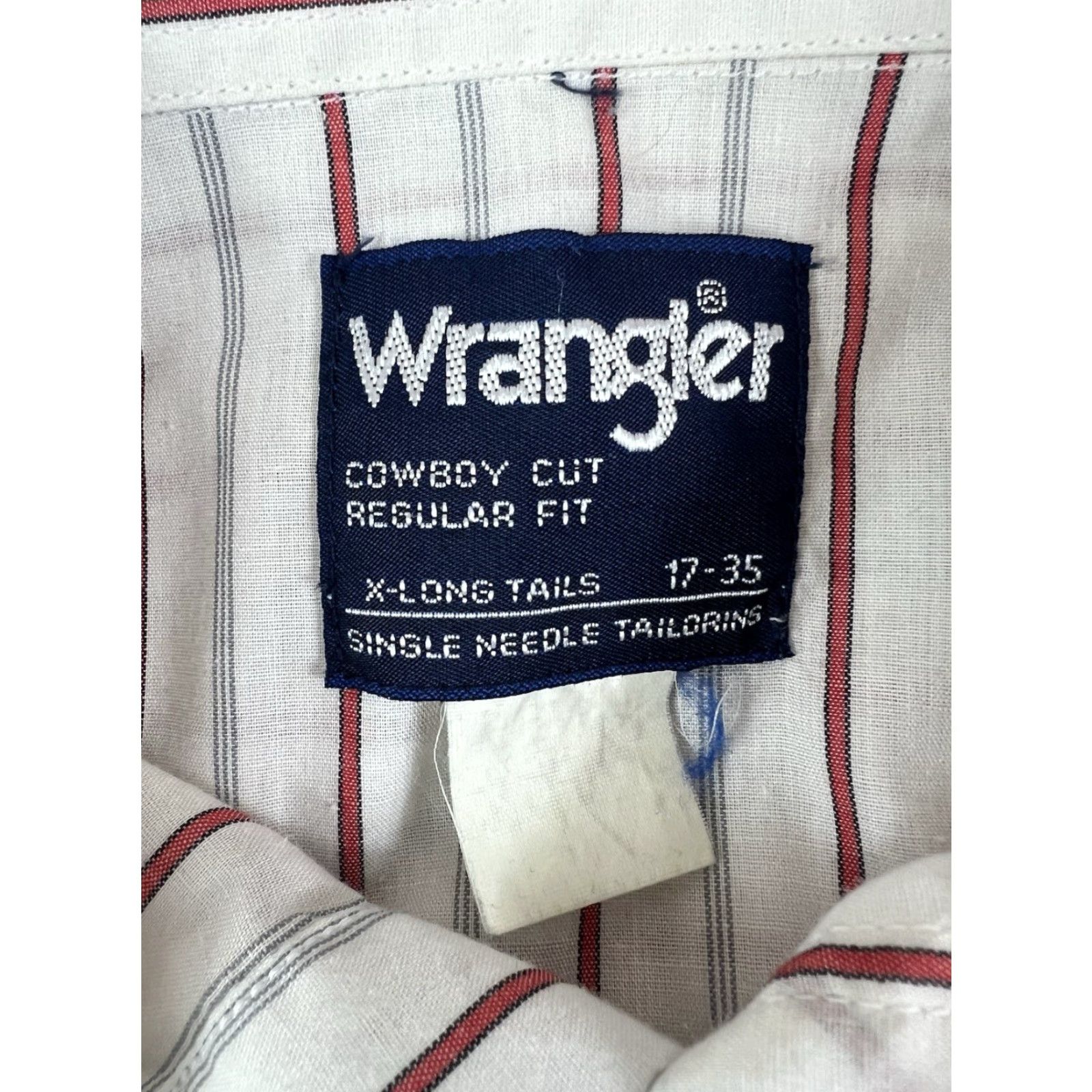 Wrangler VINTAGE Wrangler Pearl Snap Shirt Western Men XL White Long Sleeve Pinstripe 17-35 X Long Tails Yellowing Size US XL / EU 56 / 4 - 5 Thumbnail