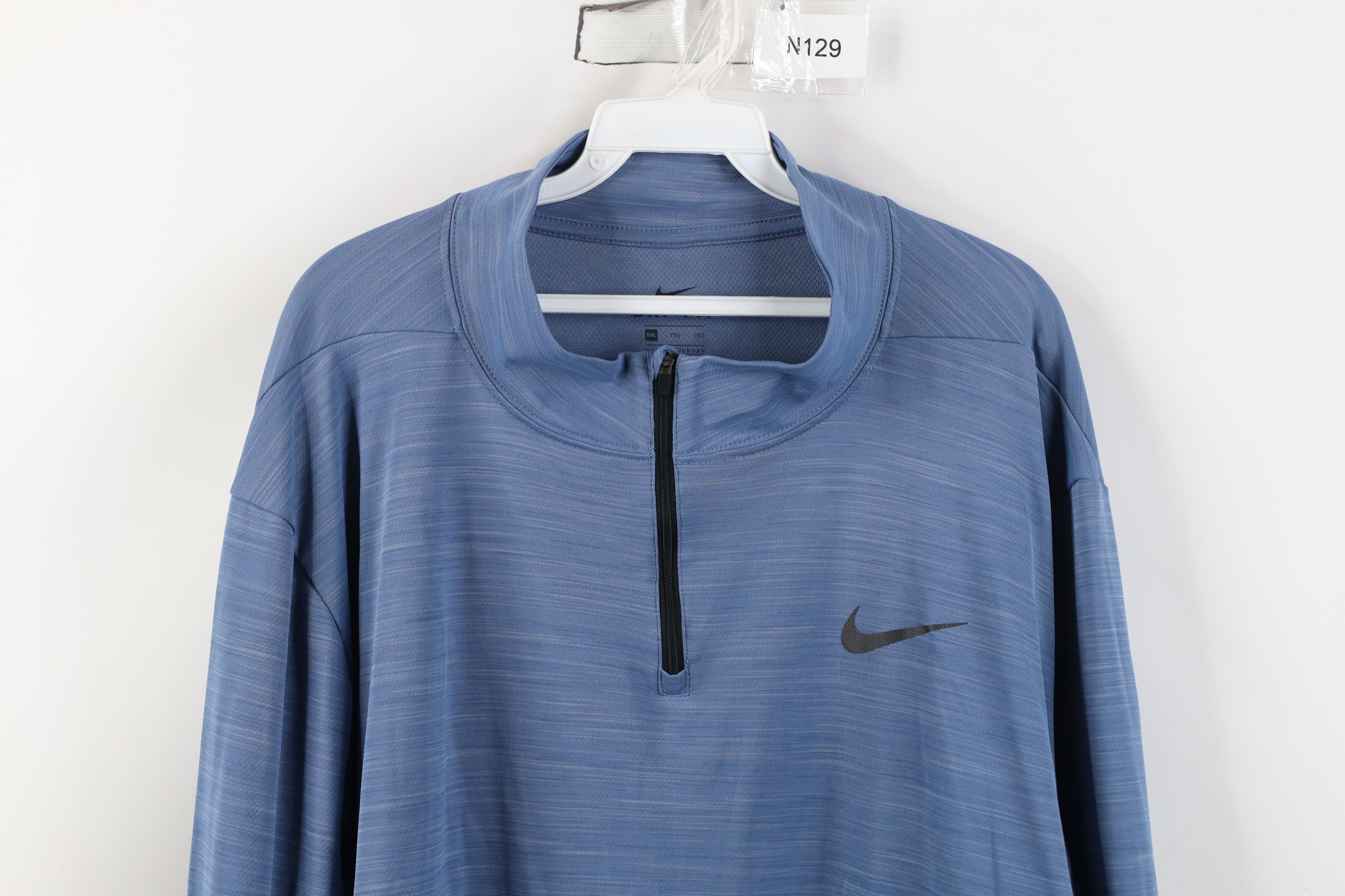 Nike Nike Dri-Fit Knit Running 1/4 Half Zip Jacket Top Blue Size US XXL / EU 58 / 5 - 2 Thumbnail