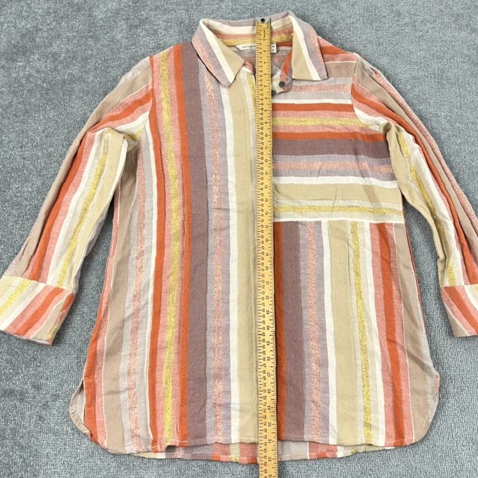 Soft Surroundings Soft Surroundings Shirt Womens PM Petite Medium Maddalena Metallic Button Down Size M / US 6-8 / IT 42-44 - 3 Thumbnail