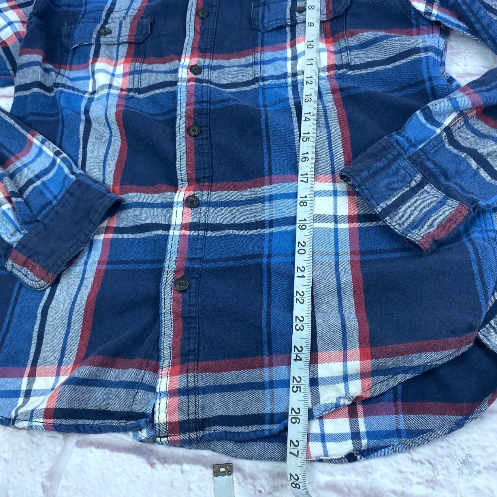 Aeropostale Aeropostale Mens Button-Up Shirt Long Sleeve Plaid Blue 100% Cotton Medium Size US M / EU 48-50 / 2 - 7 Thumbnail