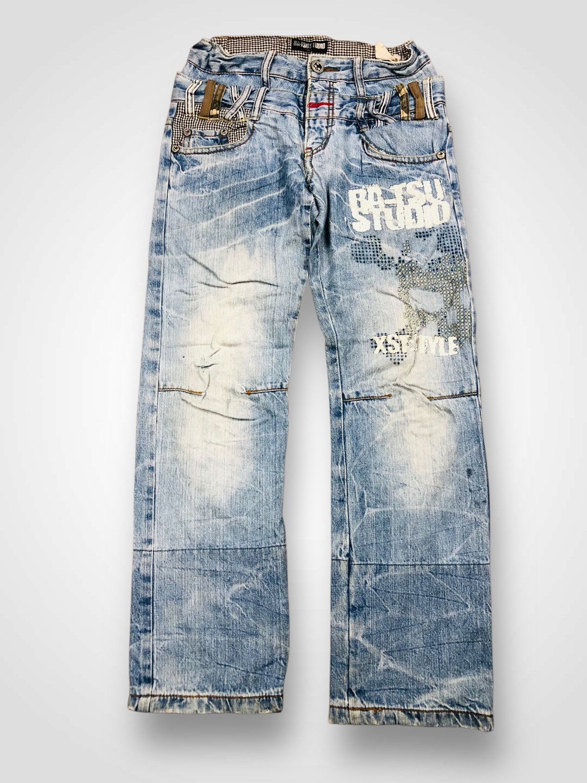 Japanese Brand BA-TSU STUDIO Y2K Reworked Distressed Denim (37) Size US 27 - 1 Thumbnail
