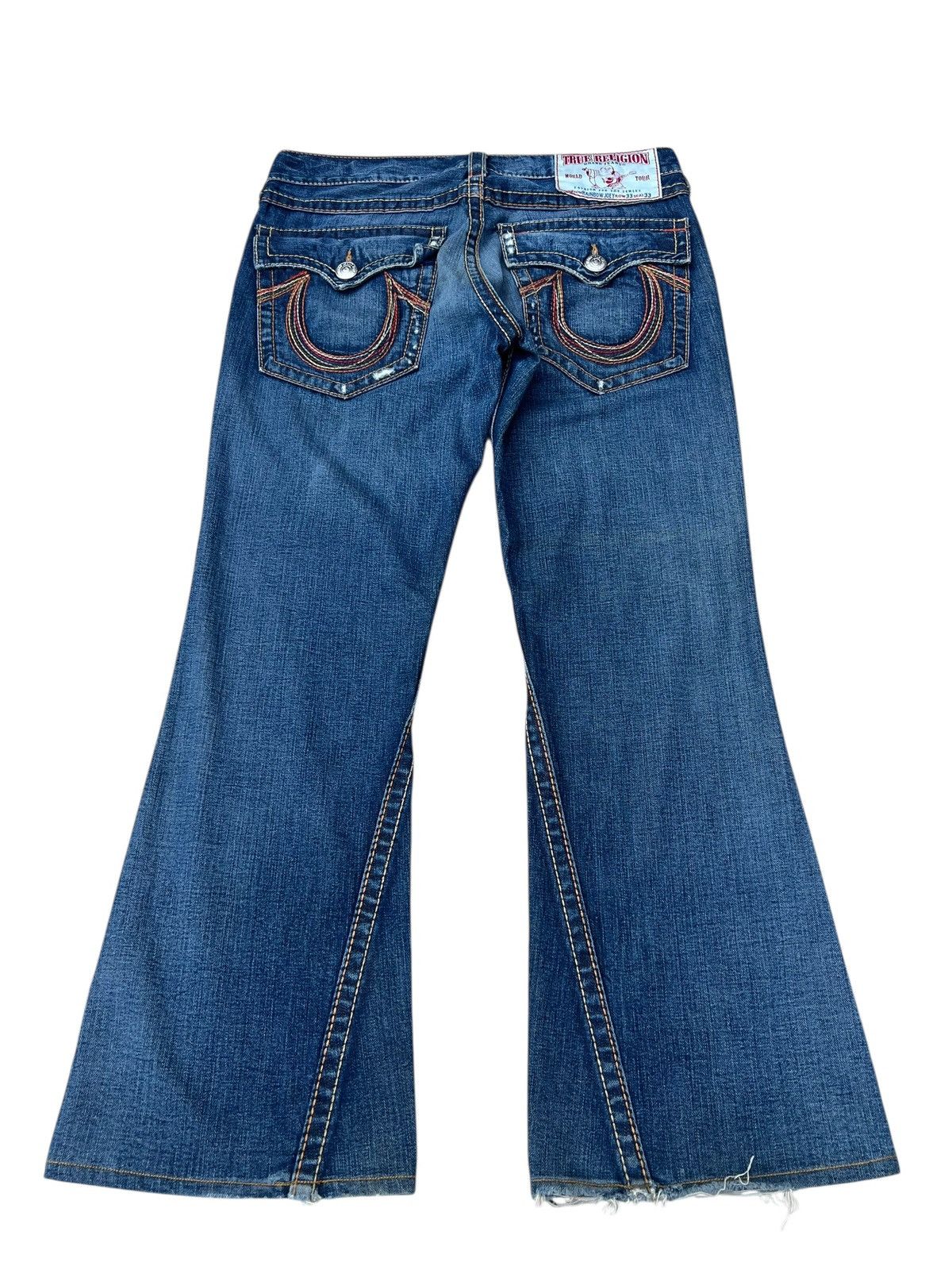 True Religion VTG Y2K True Religion Rainbow Joey Denim Super Flare Jeans Size US 33 - 14 Thumbnail