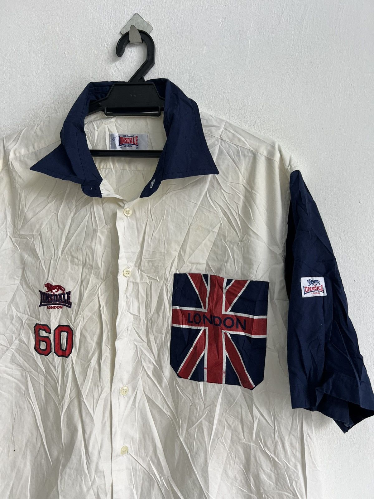 Lonsdale Vintage Lonsdale UK Brit Flag Mods Camp Collar Work Shirt Size US XL / EU 56 / 4 - 2 Thumbnail