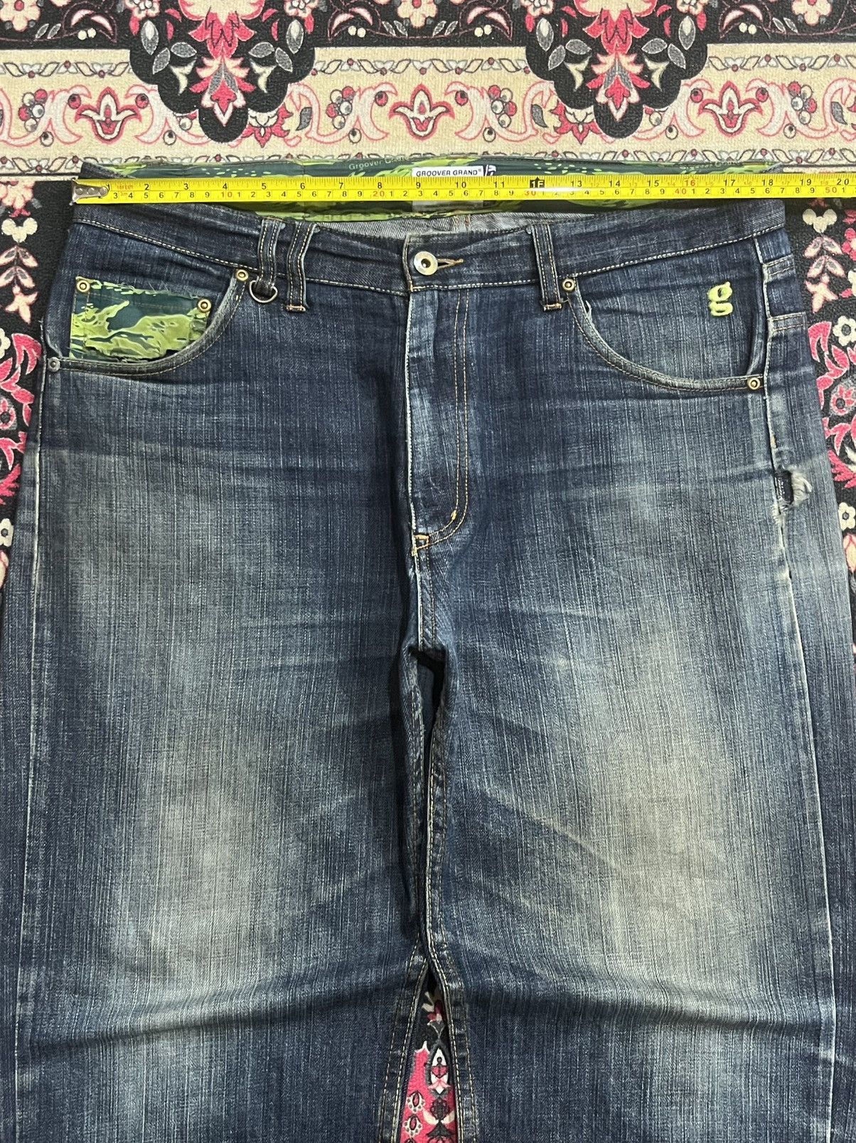 Xlarge Vintage X Large Groover Grand Green Camo Blue Washed Jeans Size US 36 / EU 52 - 16 Thumbnail