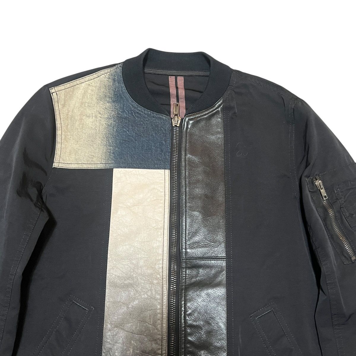 Rick Owens Drkshdw Rick Owens DRKSHDW Denim/Leather Patchwork Bomber Jacket Size US XS / EU 42 / 0 - 2 Thumbnail