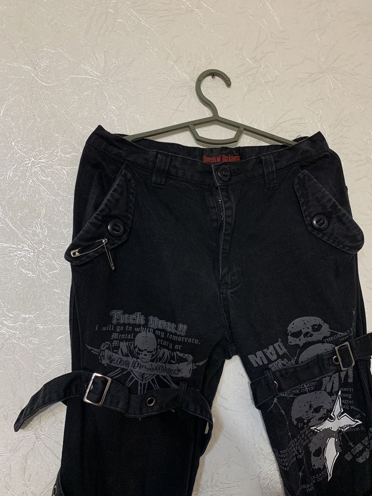 Japanese Brand Queen of Darkness Harness Bondage Punk Goth Black Pants Size US 30 / EU 46 - 6 Thumbnail
