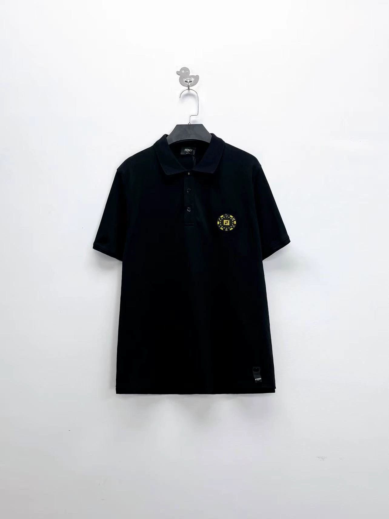 Fendi fendi black embroidered polo short sleeve shirt Size US L / EU 52-54 / 3 - 1 Thumbnail