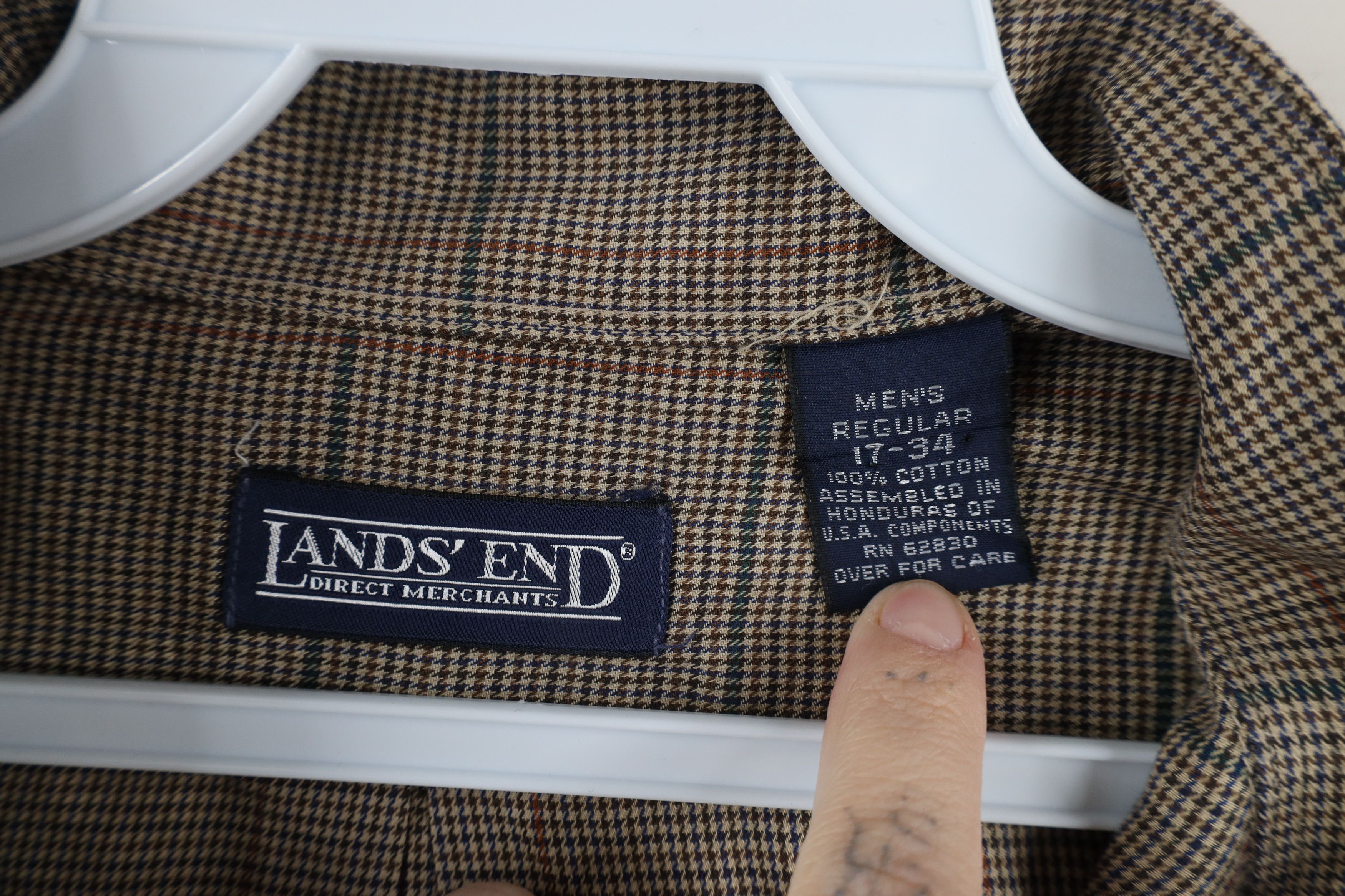 Lands' End × Vintage Vintage 90s Lands End Button Down Shirt Houndstooth Plaid Size US L / EU 52-54 / 3 - 5 Thumbnail