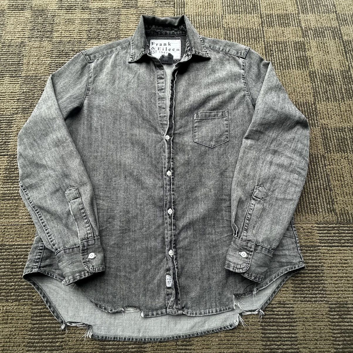 Frank & Eileen Frank & Eileen Stonewashed Grey Distressed Denim Shirt Size XS / US 0-2 / IT 36-38 - 1 Thumbnail