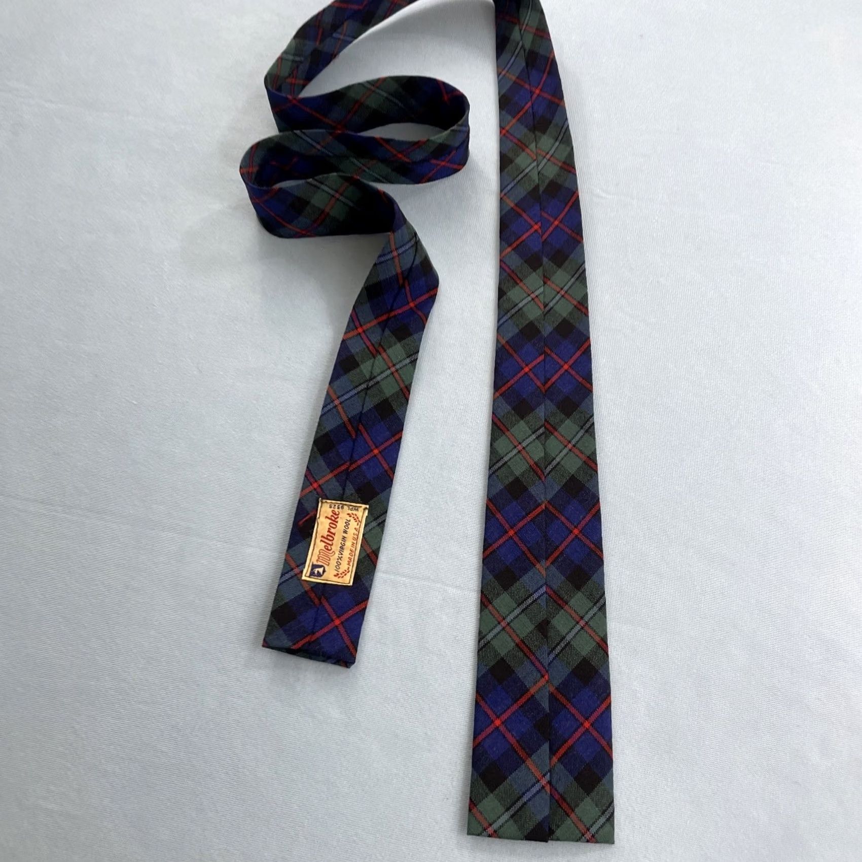 Vintage VINTAGE Melbrooke Tie Tartan Plaid Green Virgin Wool 2.5x51 Neckwear Mens Cap Capsule Necktie 50s Distinctive Square End Size ONE SIZE - 2 Thumbnail