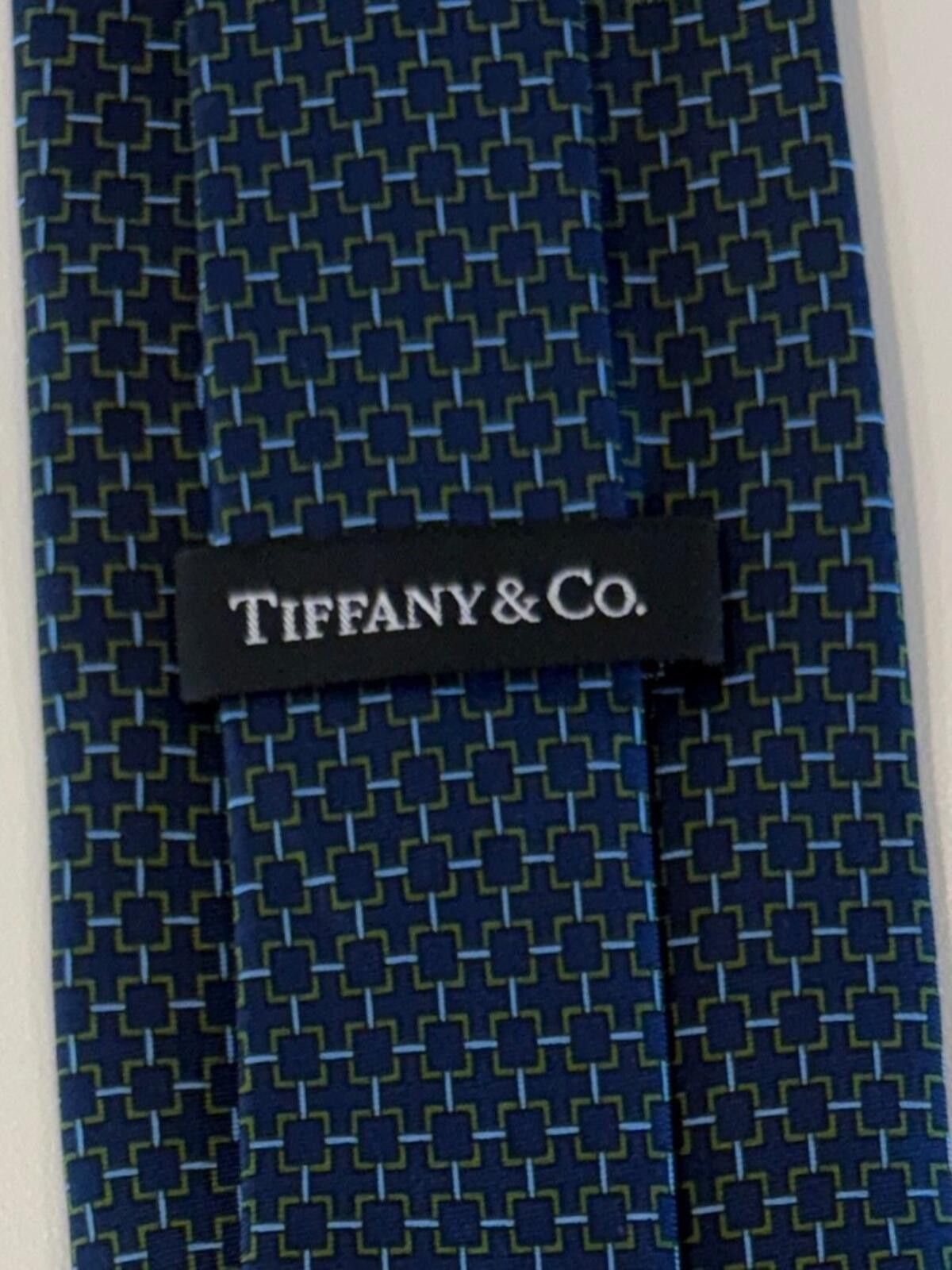Tiffany & Co. Authentic Tiffany & Co. Mens 100% Silk Geometric Square Tie Size ONE SIZE - 3 Thumbnail
