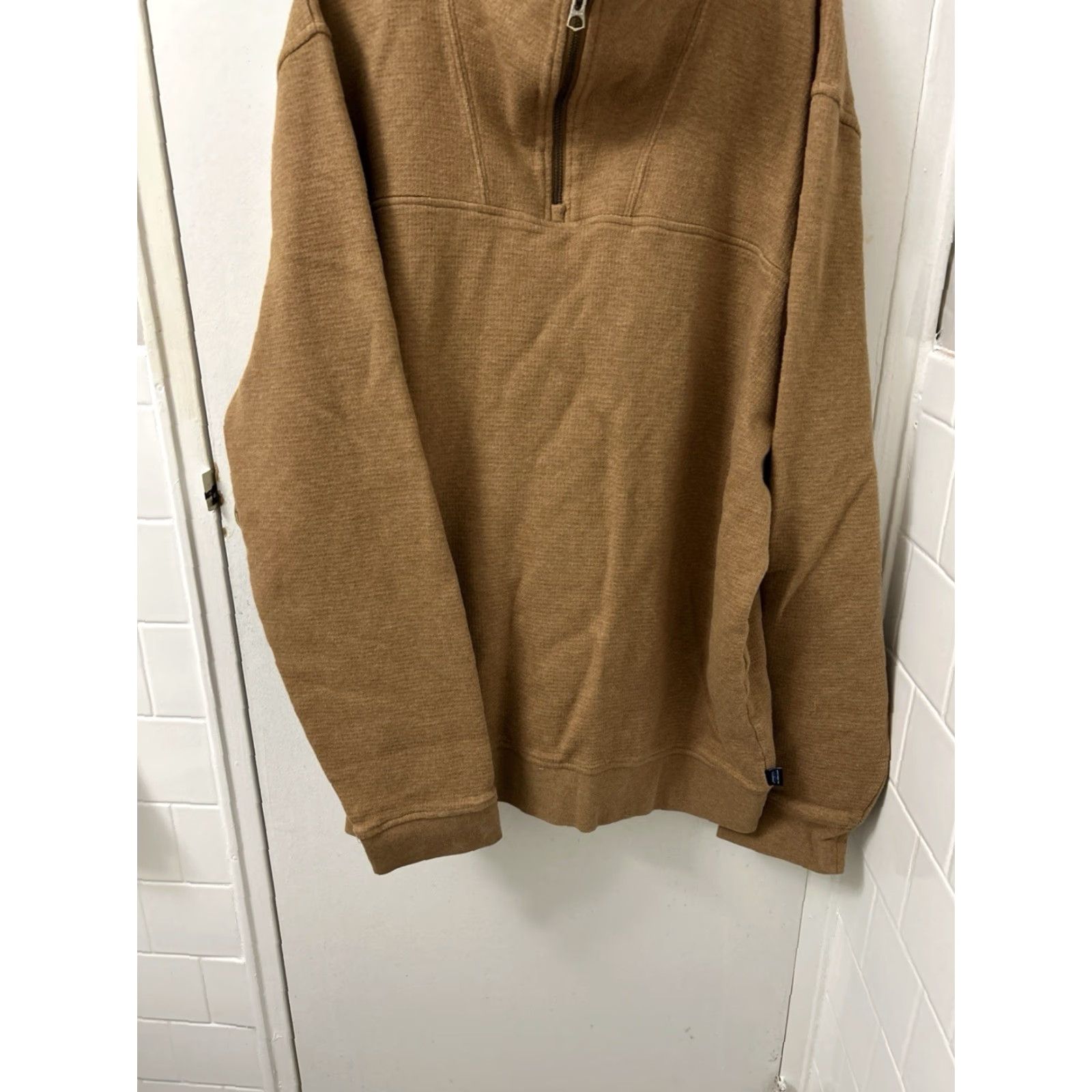 Vintage LL Bean 1/4 Zip Mens XL Brown Waffle-Knit Pullover Sweater L/S Mock Neck Casual Size US XL / EU 56 / 4 - 3 Thumbnail