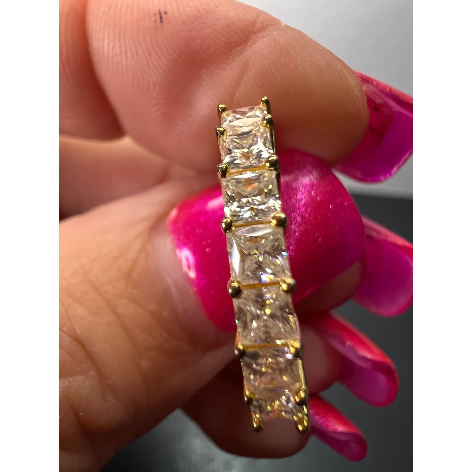 Other Moissanite 7 stone ring yg over sterling silver ring size 9 Size ONE SIZE - 10 Thumbnail