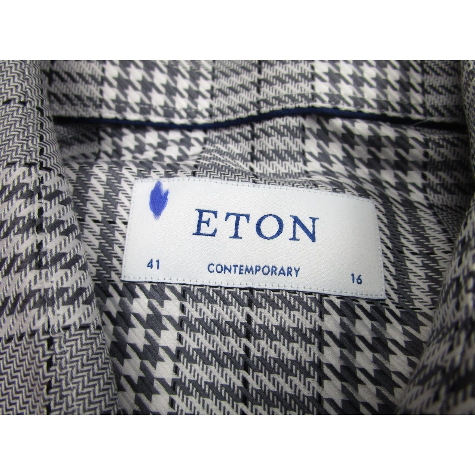 Eton Eton Gray White Plaid Dress Shirt Mens Large 16 Long Sleeve Contemporary Size 42R - 5 Thumbnail