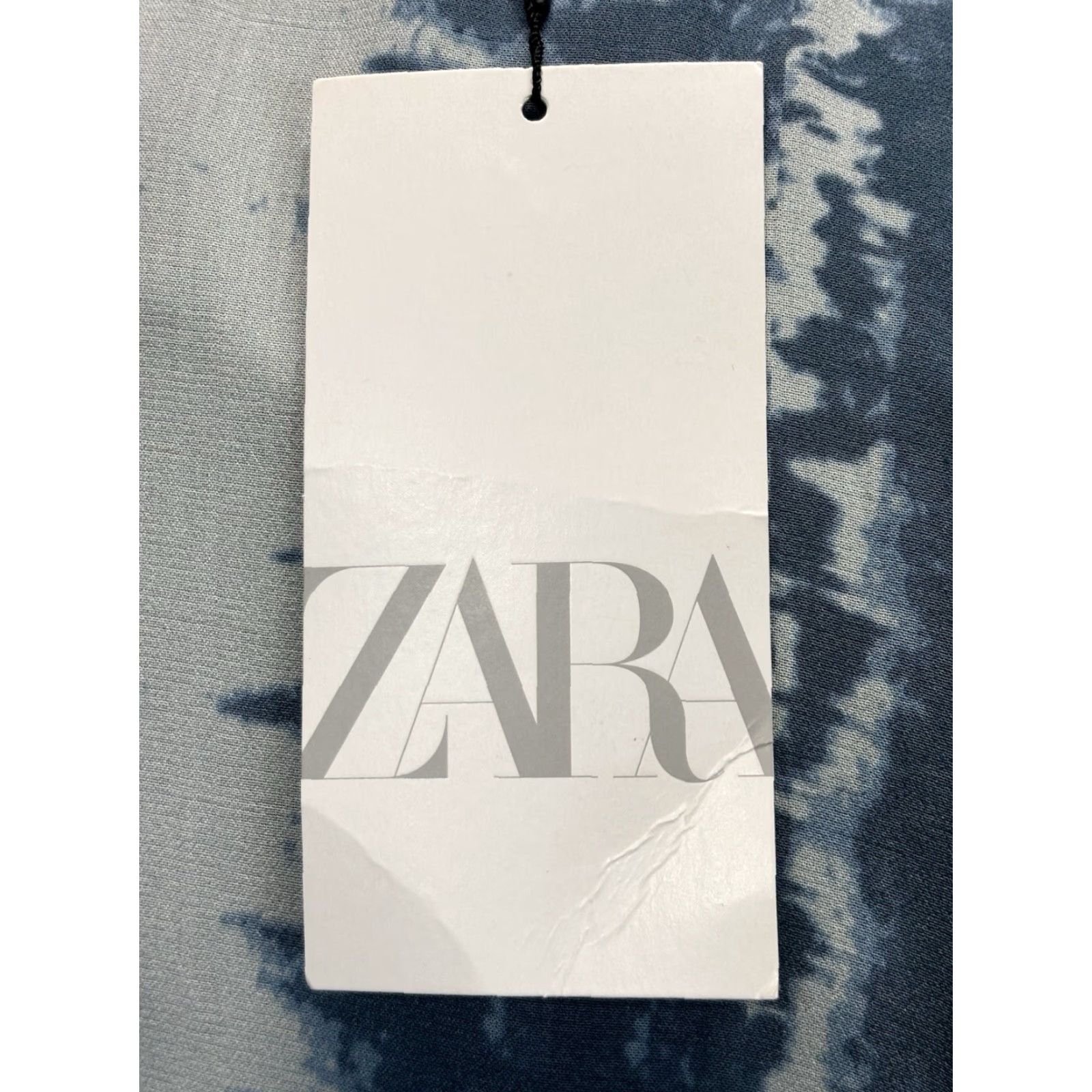 Zara ZARA Tie Dye Kaftan Dress Women Size Large Blue Short Tie Front V-Neck Size 36" / US 14 / IT 50 - 8 Thumbnail
