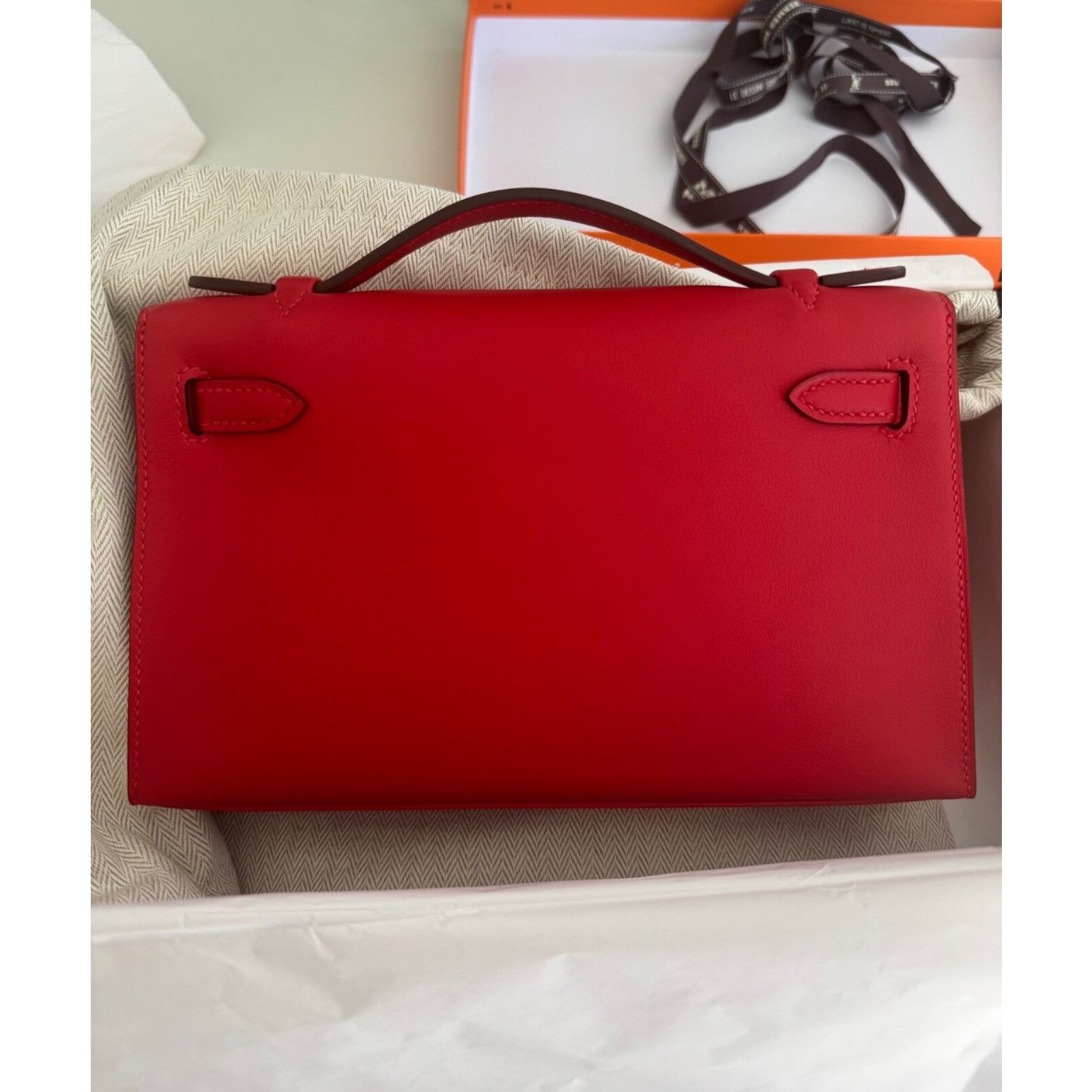 Hermes Hermes Mini Kelly Rouge Red Palladium Hardware Clutch Bag Size ONE SIZE - 14 Thumbnail