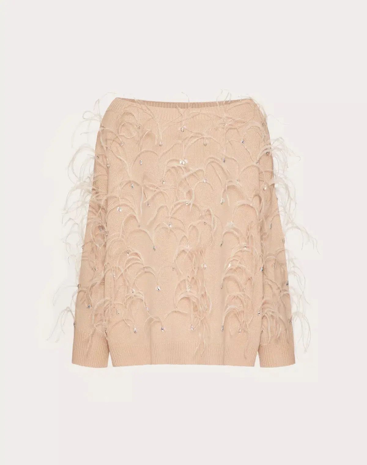 Valentino o1s1wg110426 Embroidered Wool Jumper Sweater in Poudre Size S / US 4 / IT 40 - 1 Thumbnail