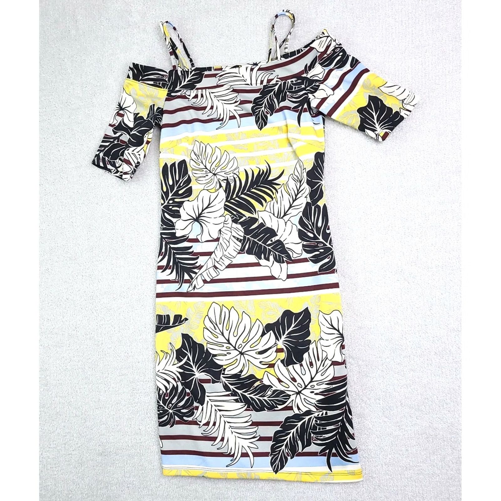 H&M H&M Tropical Hawaiian Dress Women's Small Multicolor Off The Shoulder Strappy Dress) Size S / US 4 / IT 40 - 2 Thumbnail