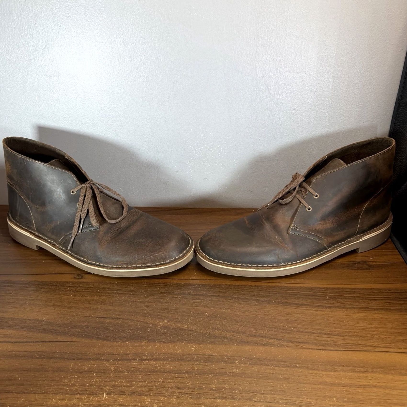 Clarks Bushacre 2 Leather Chukka Dessert Boots Beeswax Brown 13M Clarks Bushacre 3 Men Beeswax Brown Leather Chukka Desert  main image 2