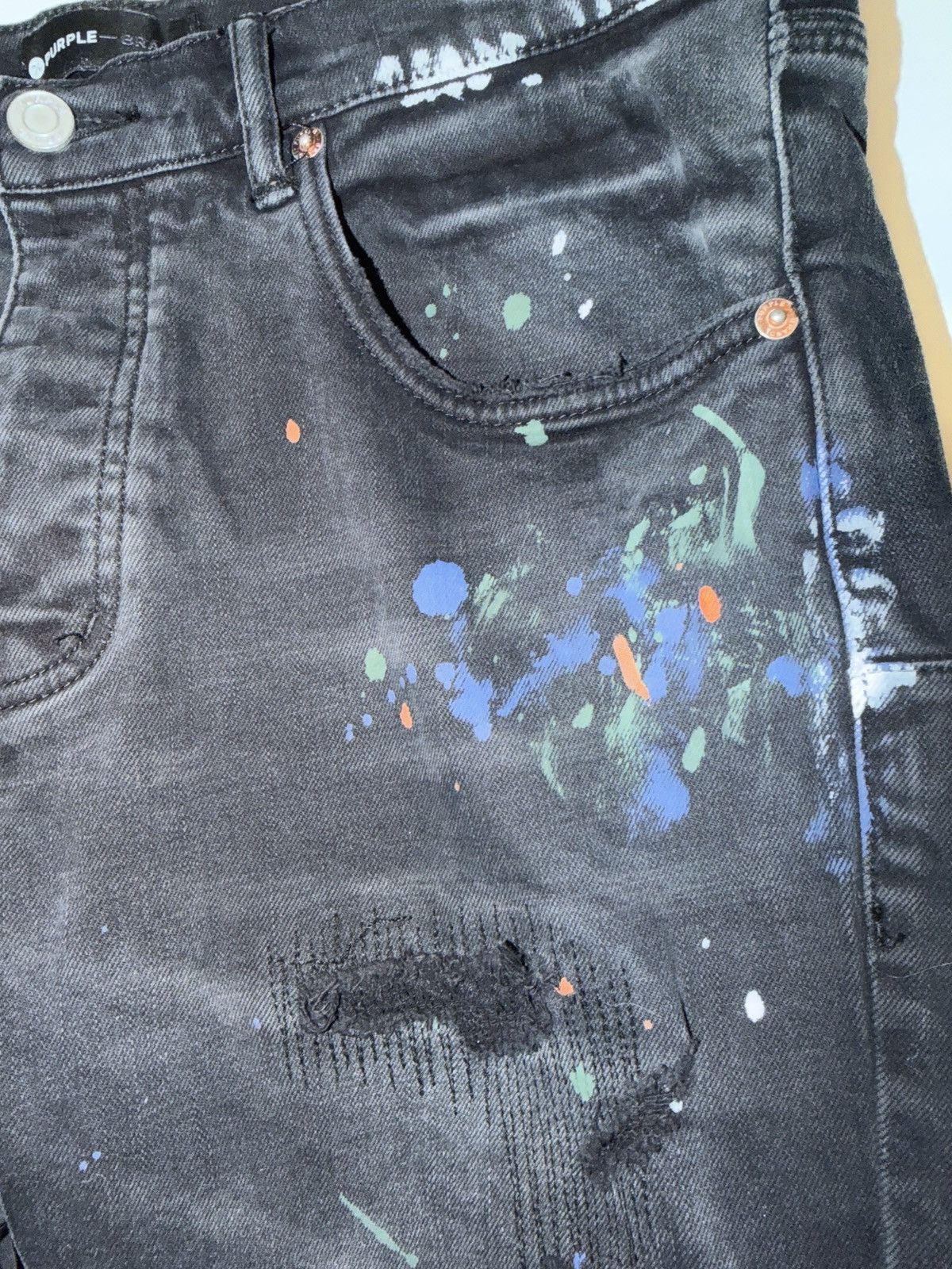 Purple Brand Purple Brand Paint Splatter Jeans – Black – Size 34 Size US 34 / EU 50 - 7 Thumbnail