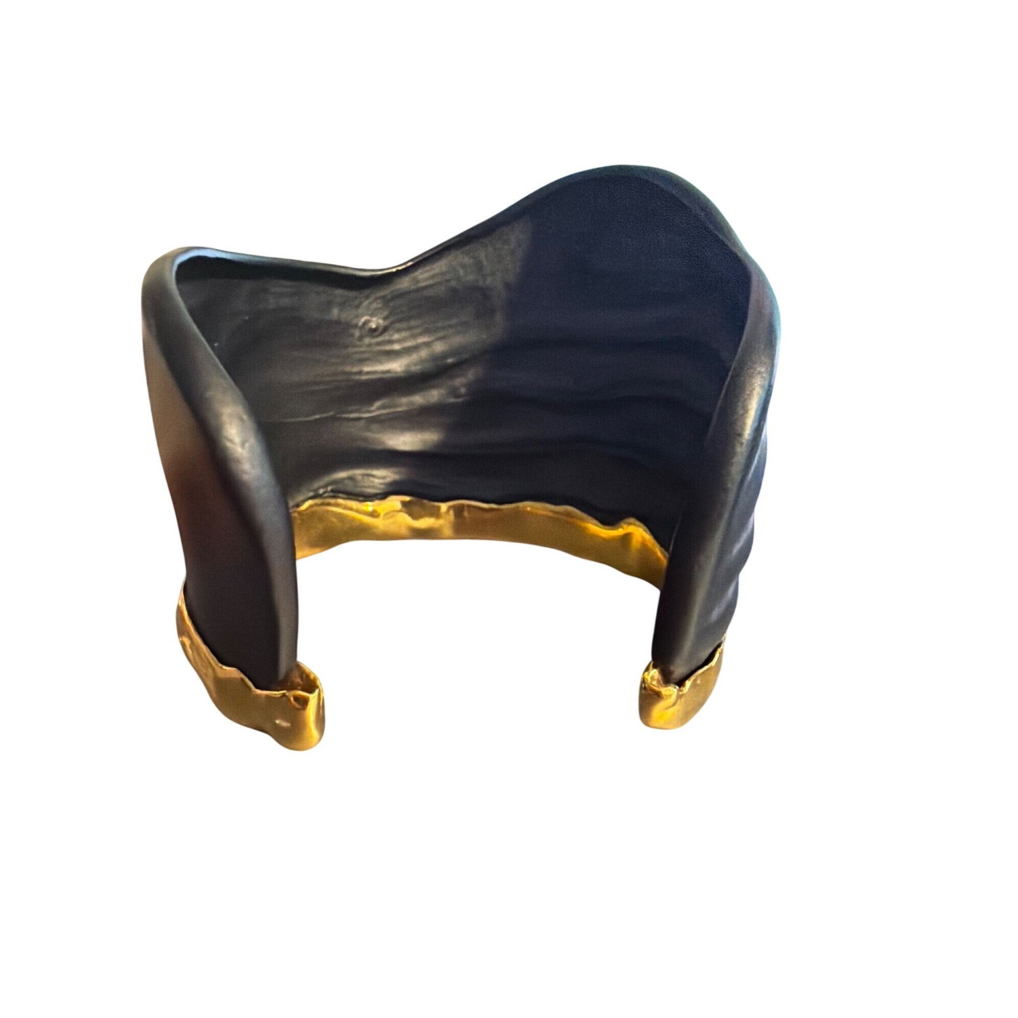 Alexis Bittar Alexis Bittar Matte Black Gold Molten Cuff Bracelet Pleated Size ONE SIZE - 3 Thumbnail