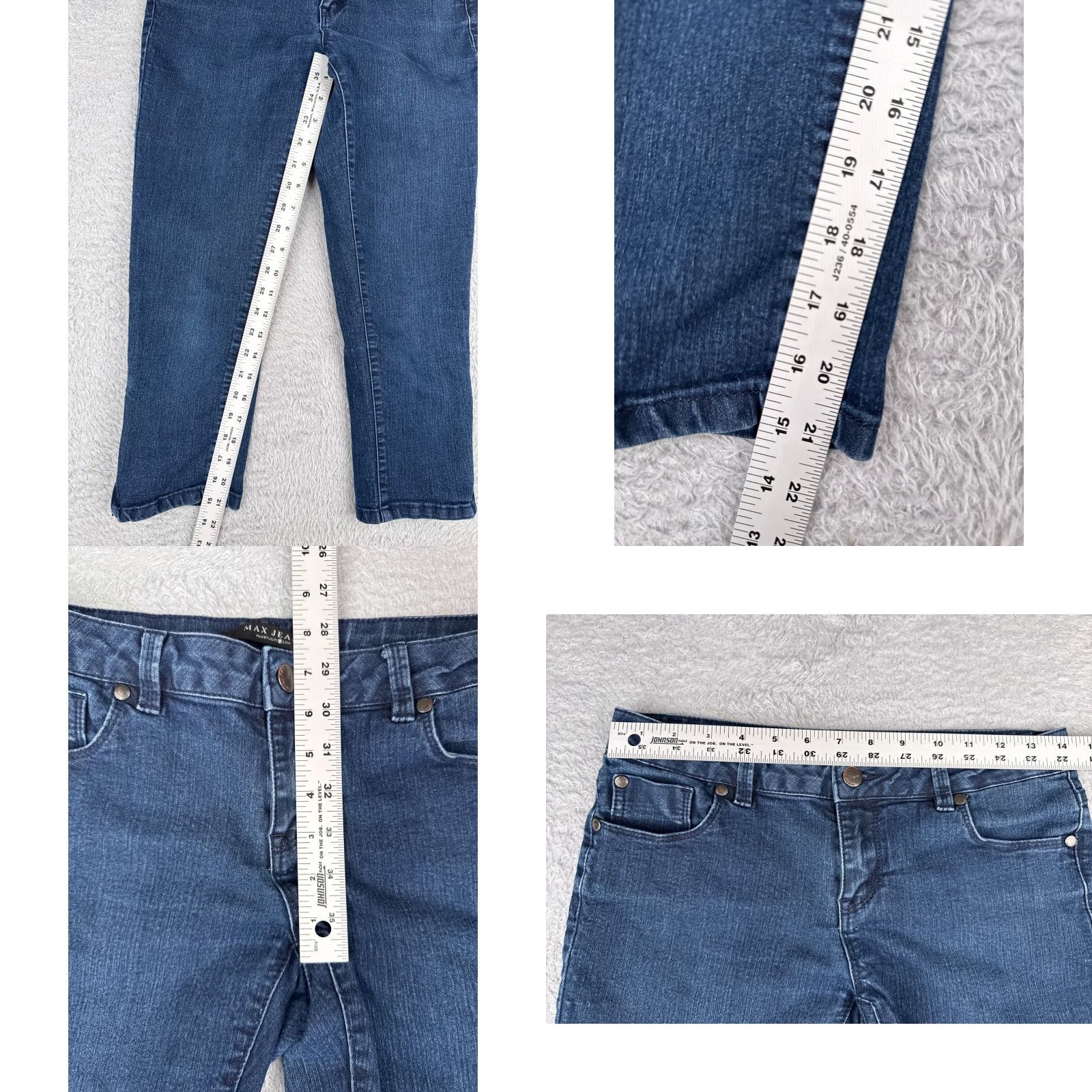 Vintage Max Jeans Women's Jeans Capri 28x21 Blue Denim Cotton Blend Zip Button Low Rise 4 Vintage No Size 27" / US 4 / IT 40 - 8 Thumbnail