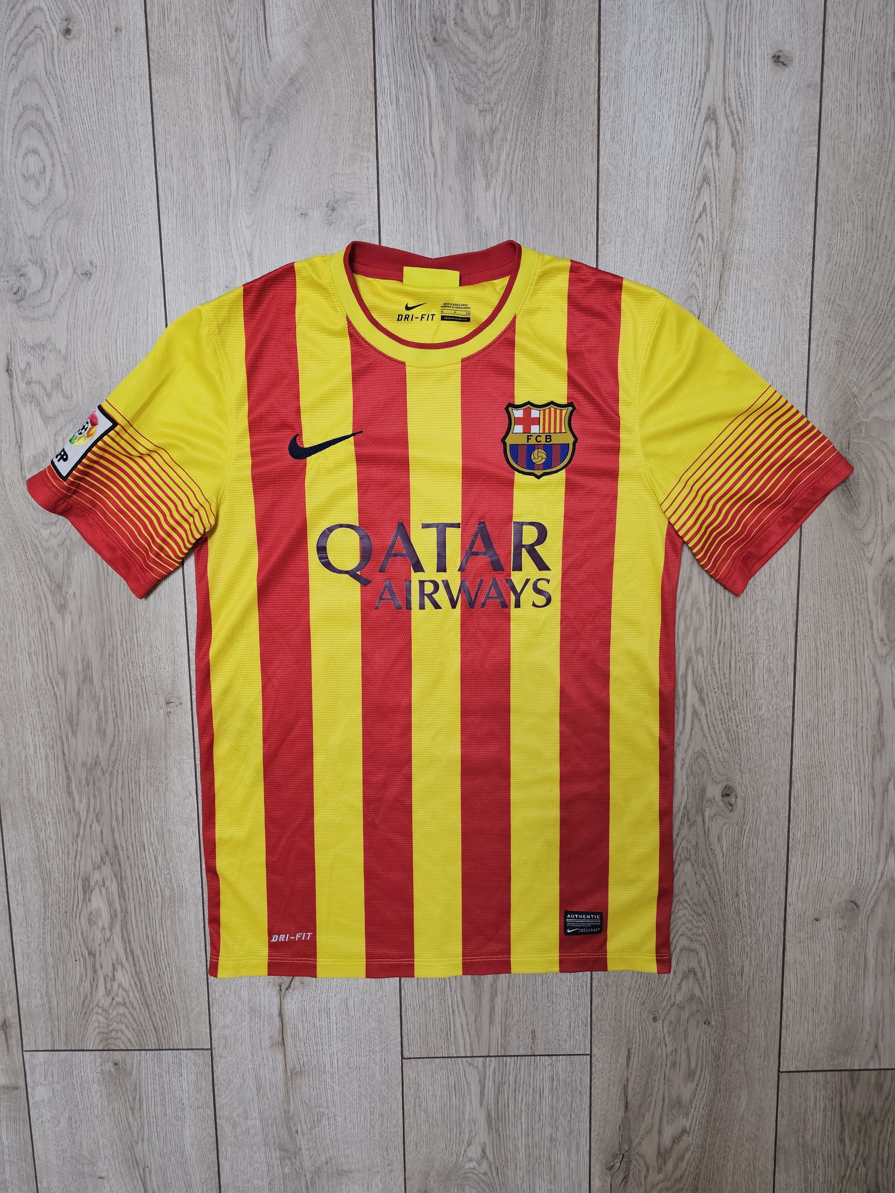 Nike BARCELONA 2013 2014 AWAY FOOTBALL SHIRT SOCCER JERSEY Size US S / EU 44-46 / 1 - 1 Thumbnail